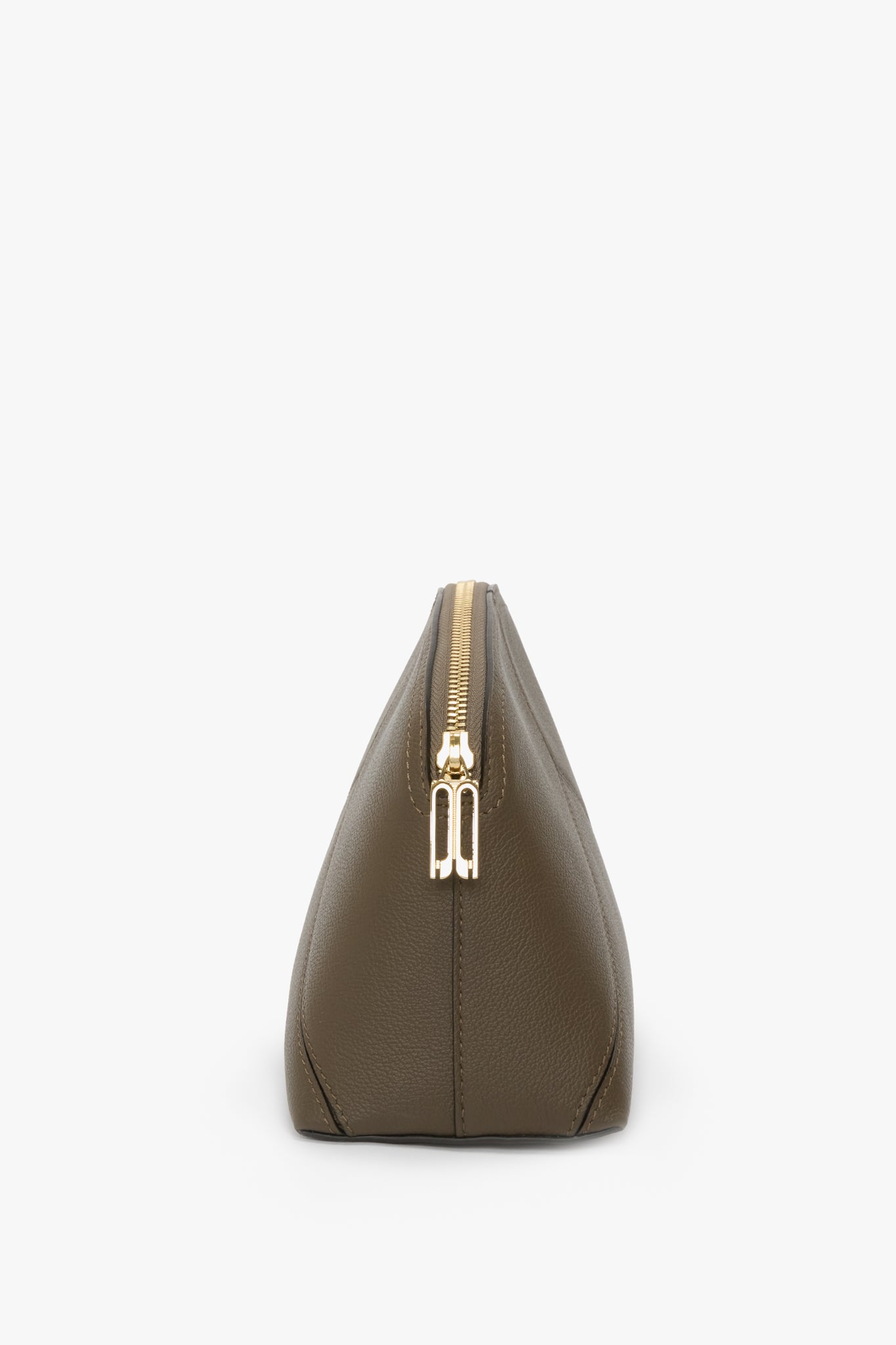Victoria Large Pouch In Khaki Soft Grained Leather