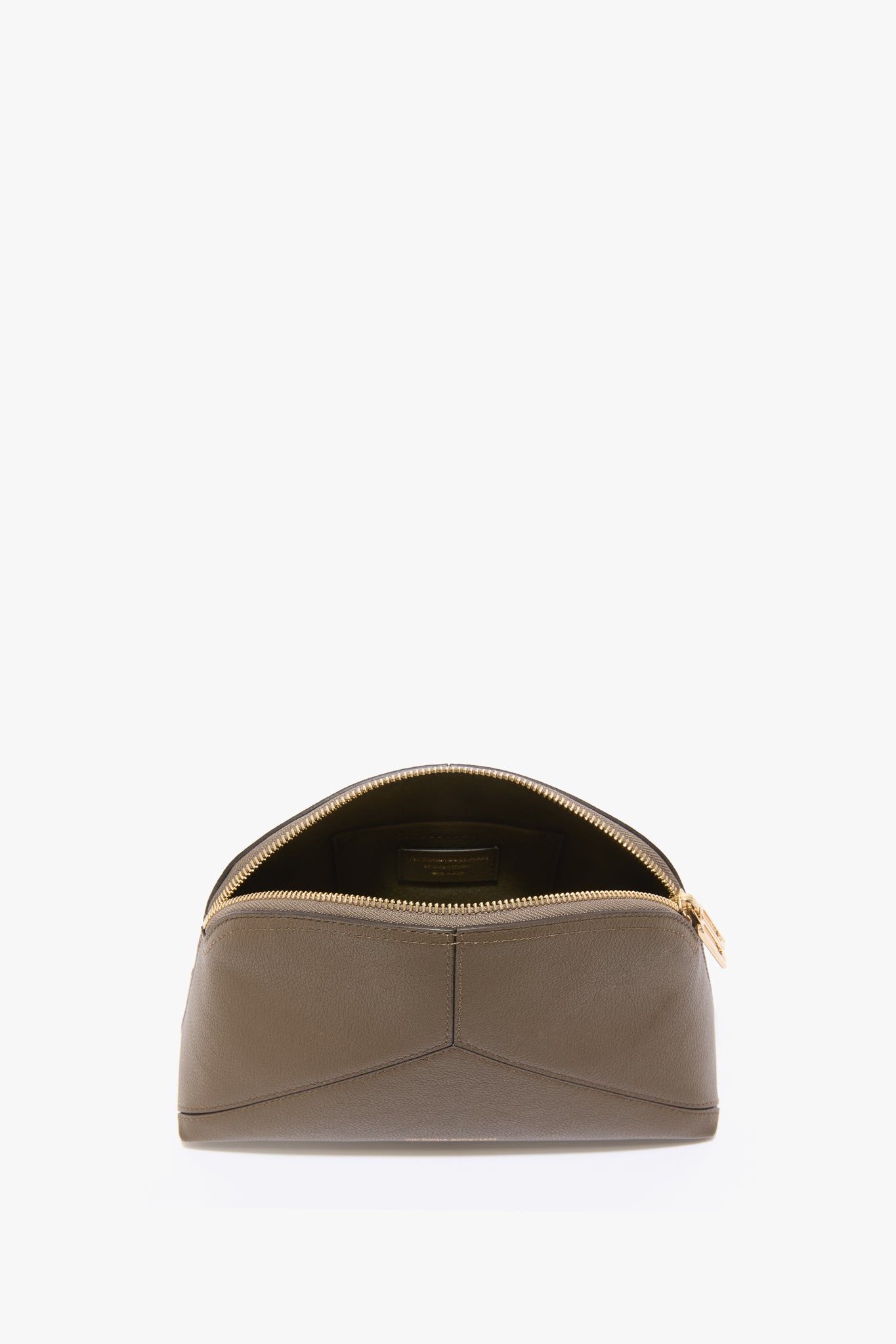 Victoria Large Pouch In Khaki Soft Grained Leather