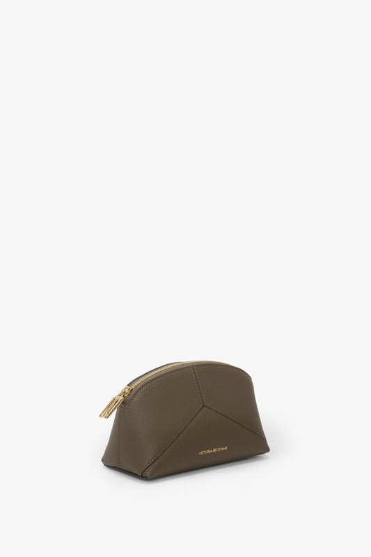 Victoria Mini Travel Pouch In Khaki Soft Grained Leather