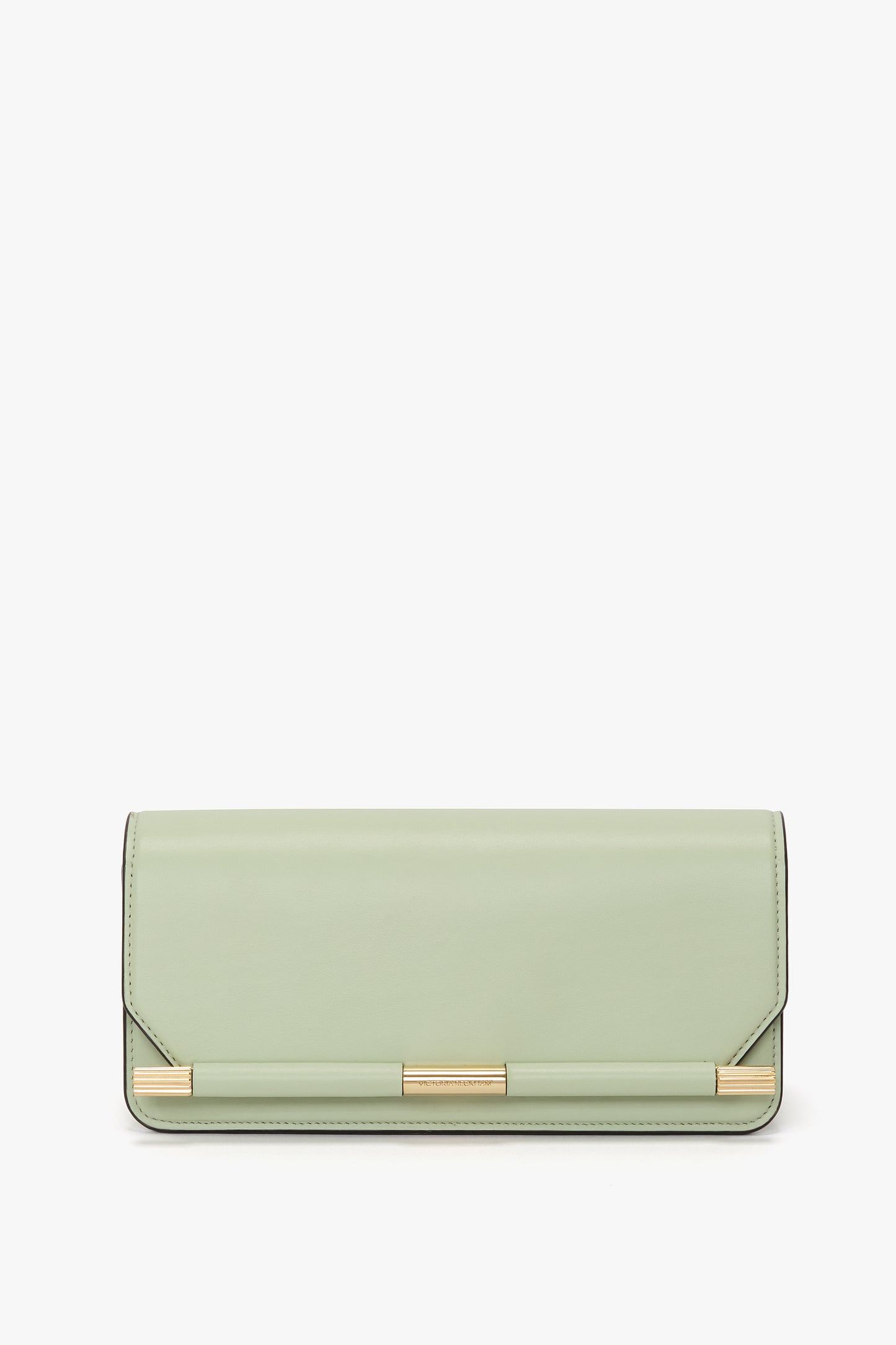 202 Clutch Bag In Pale Green Smooth Leather