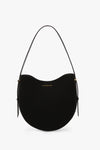 Medium Dia Hobo Bag In Black Canvas With Black Leather