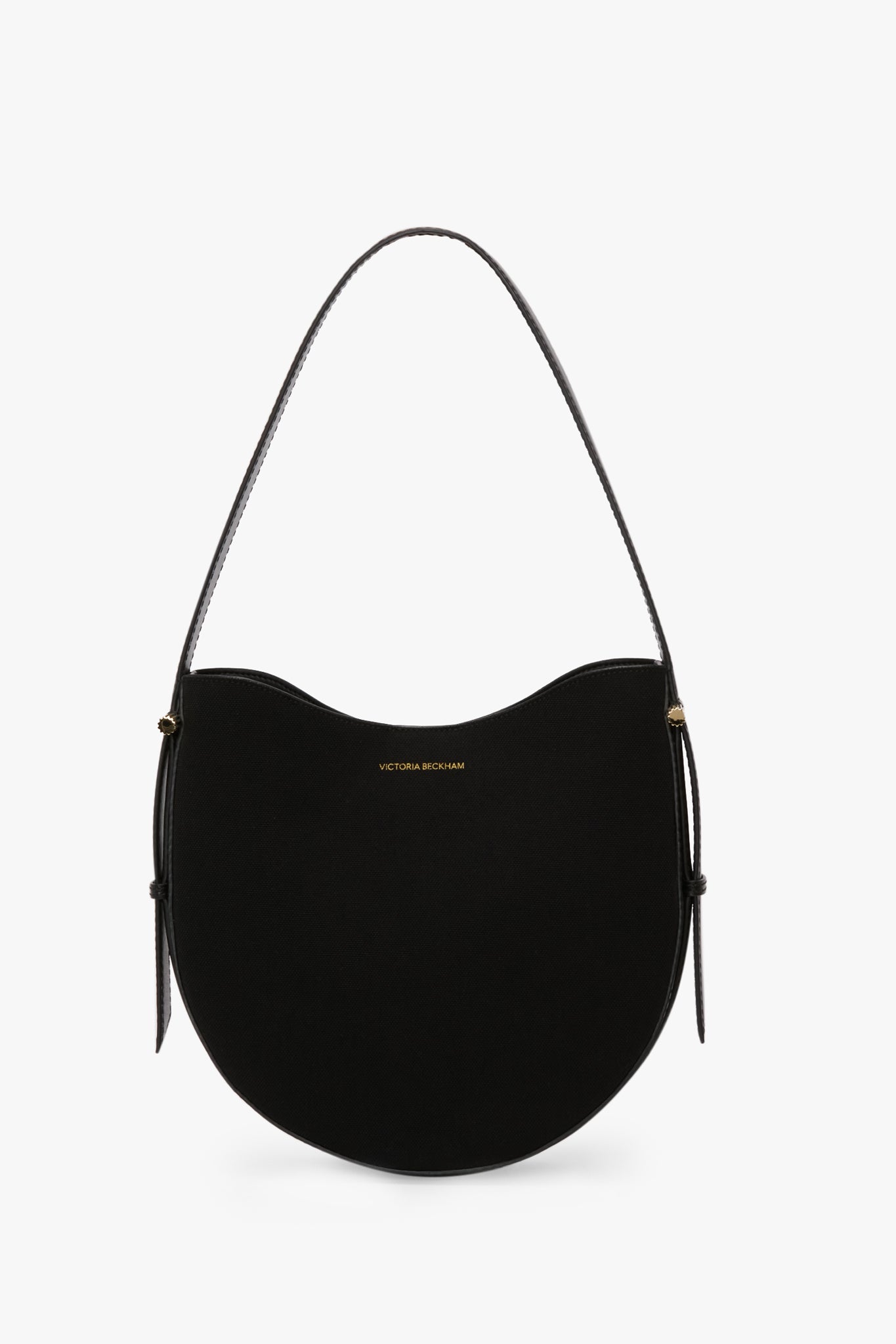 Medium Dia Hobo Bag In Black Canvas With Black Leather