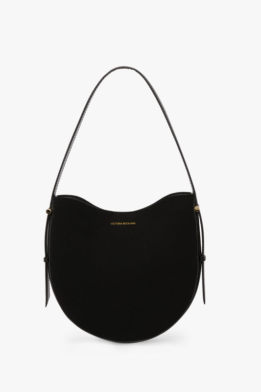 Medium Dia Hobo Bag In Black Canvas With Black Leather