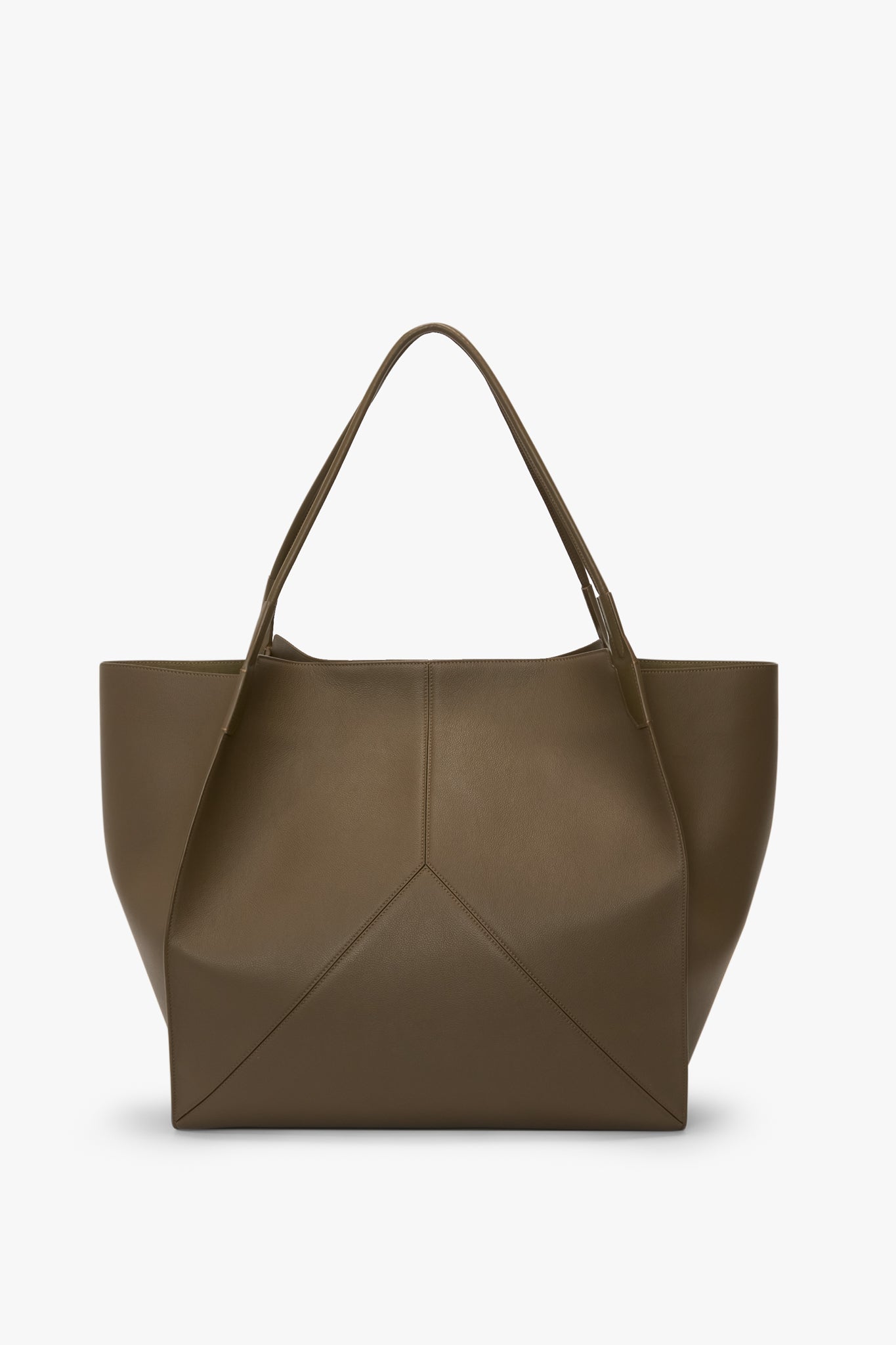 XL Victoria Tote In Khaki Soft Grained Leather