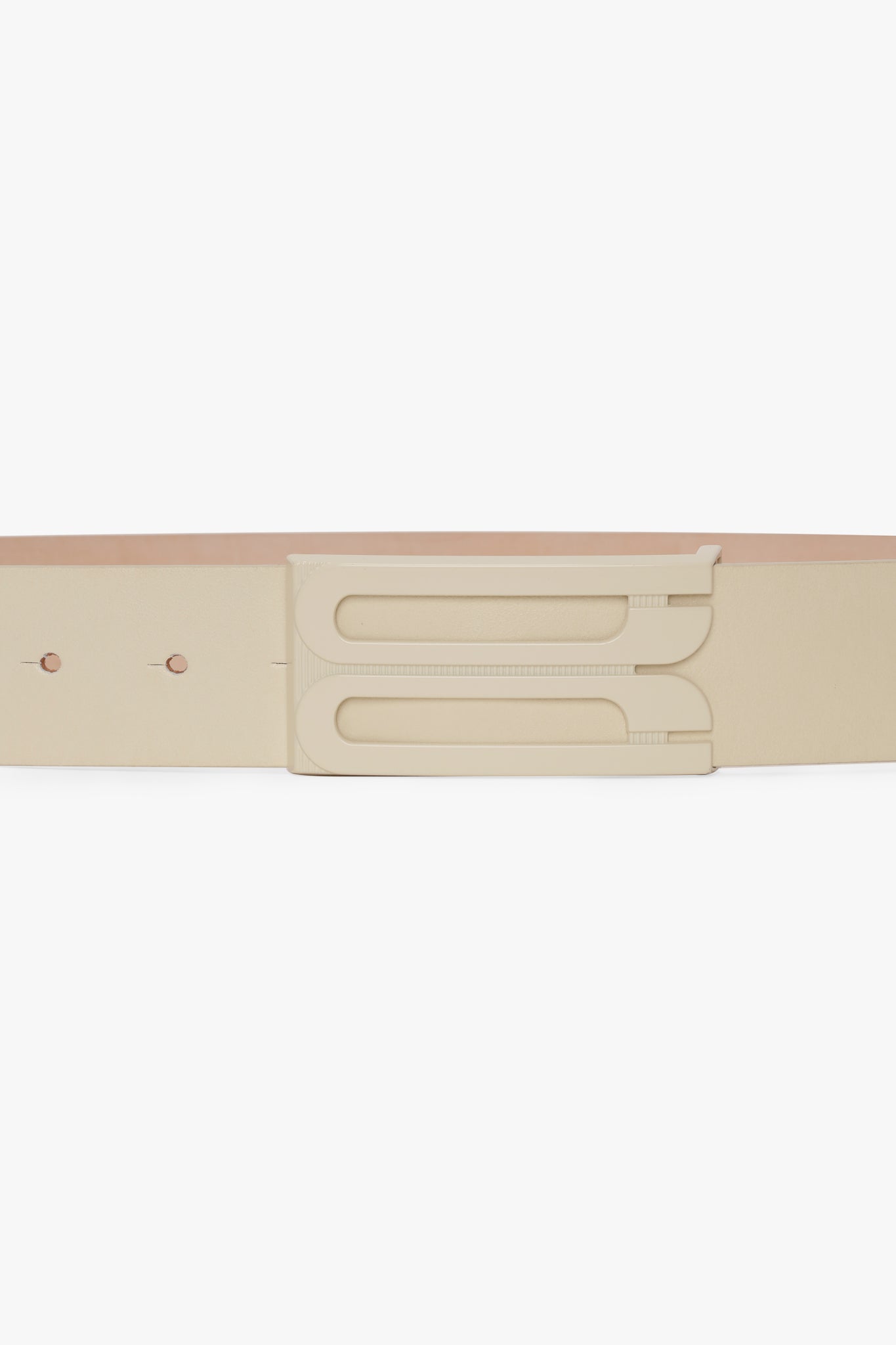 Tonal Jumbo Frame Belt In Ivory Smooth Leather