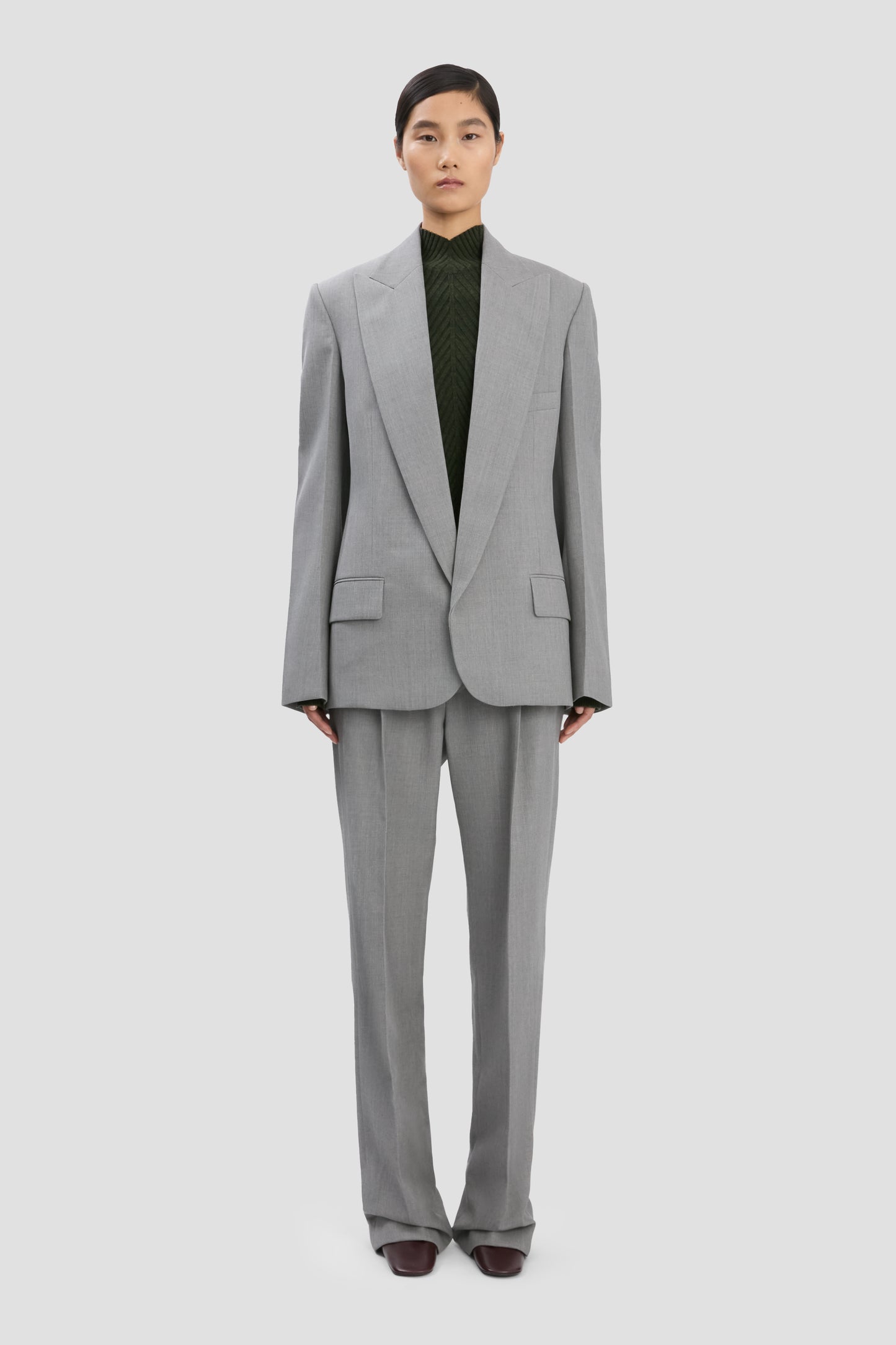 Sculptural Sleeve Jacket In Light Grey Melange
