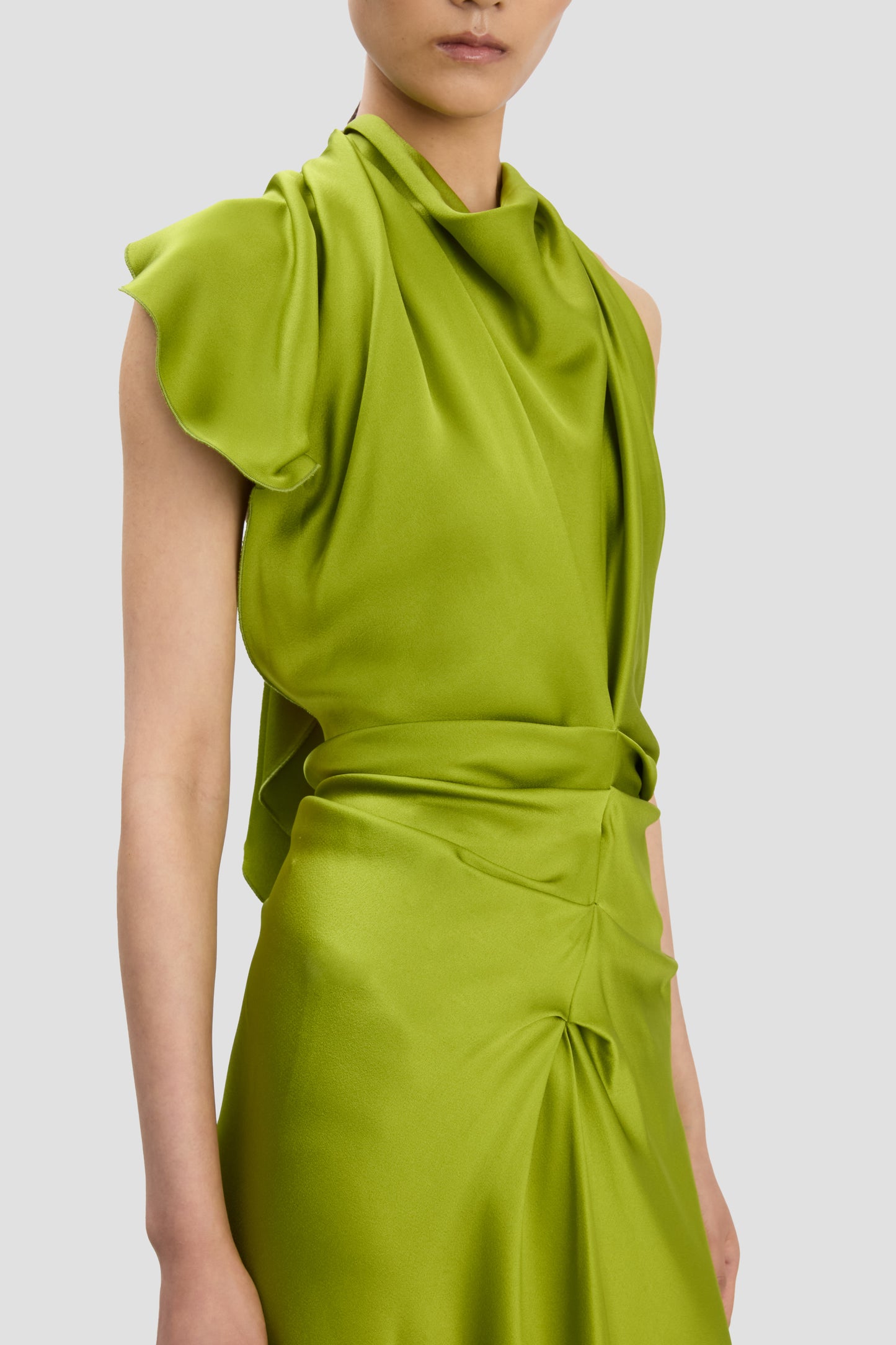 Backless Scarf Detail Midi Dress In Parakeet