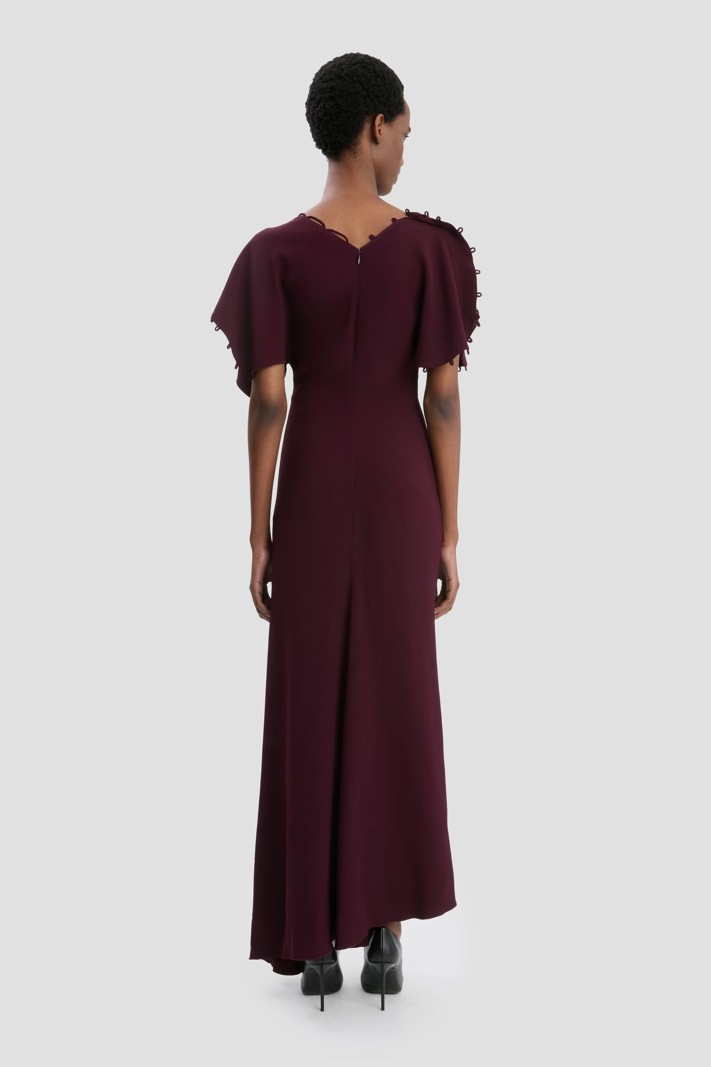 Rouleaux Detail Midi Dress In Merlot
