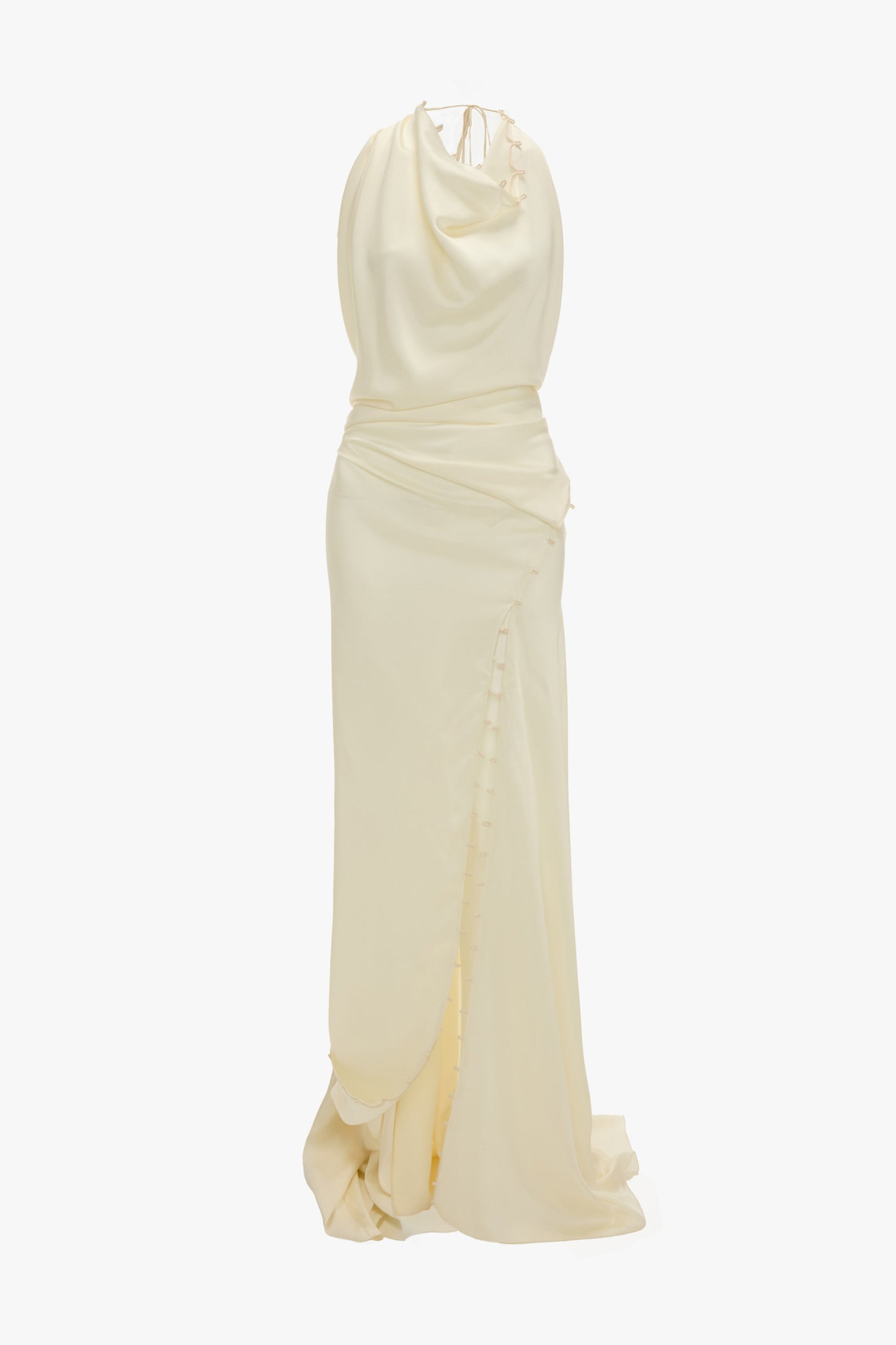 Sleeveless Draped Gown In Ivory