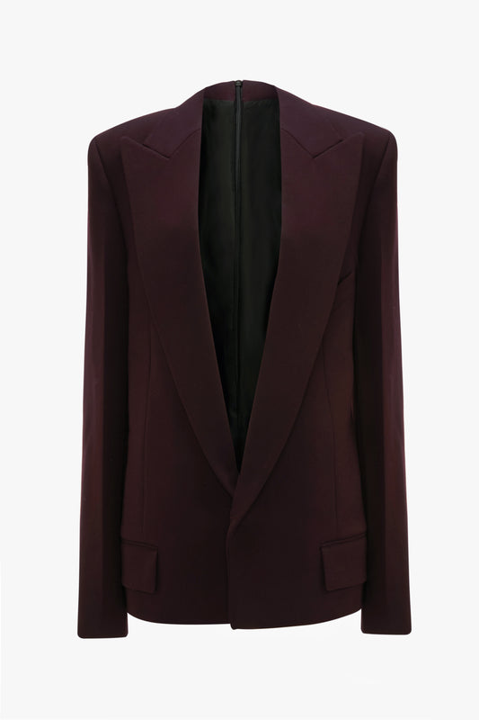Dropped Lapel Jacket In Deep Mahogany