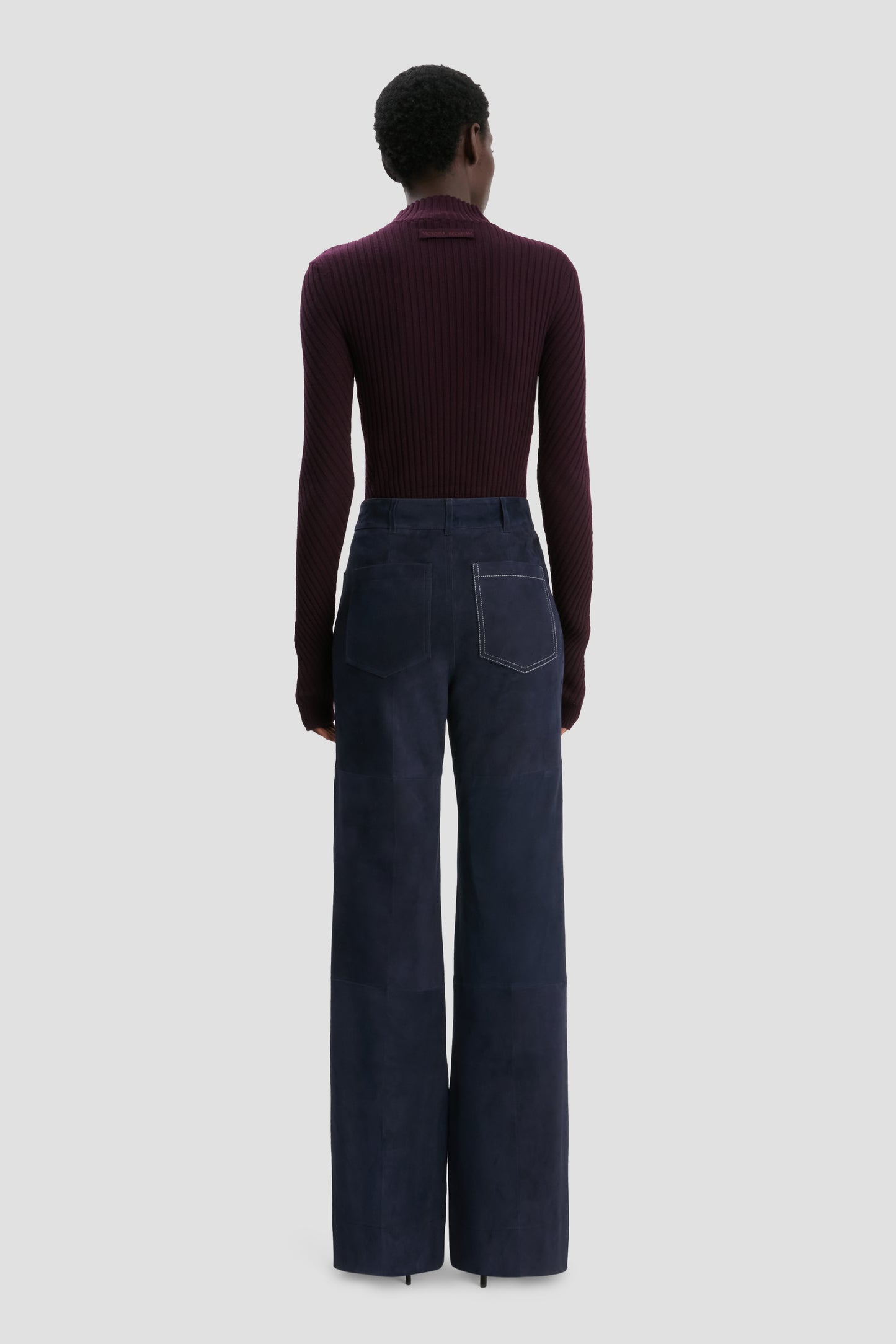 Suede Alina Trouser In Soft Navy Suede