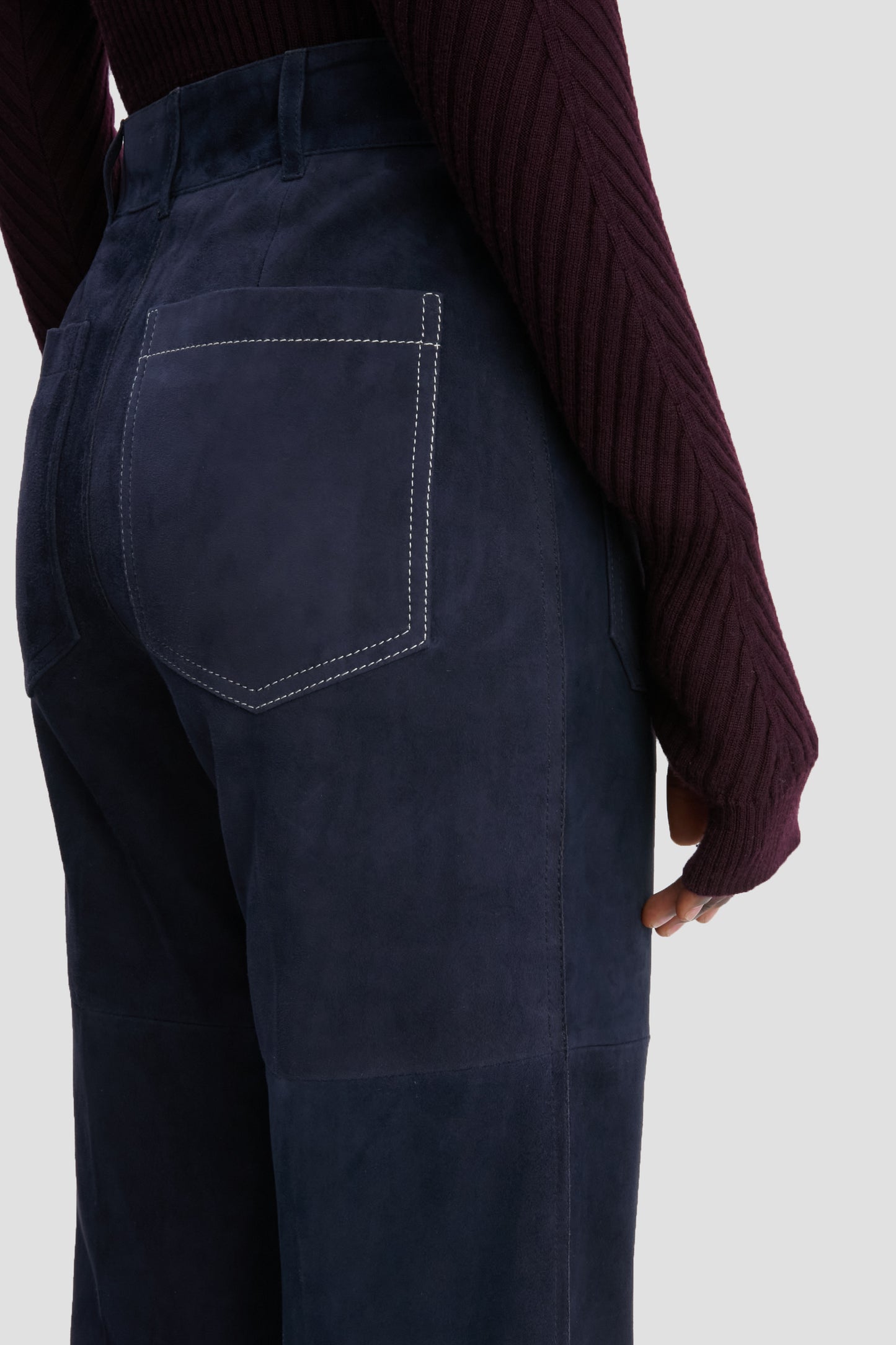 Suede Alina Trouser In Soft Navy Suede
