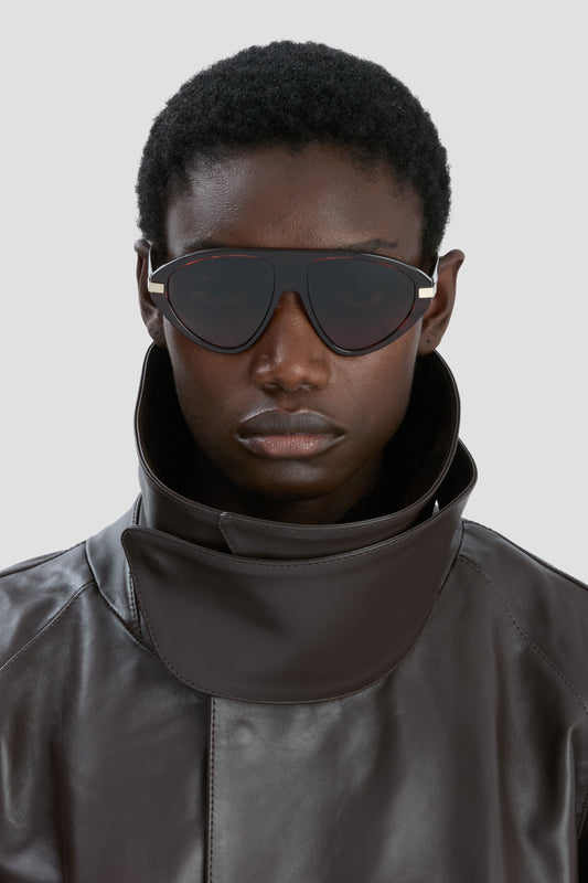 Visor Sunglasses in Striped Wine