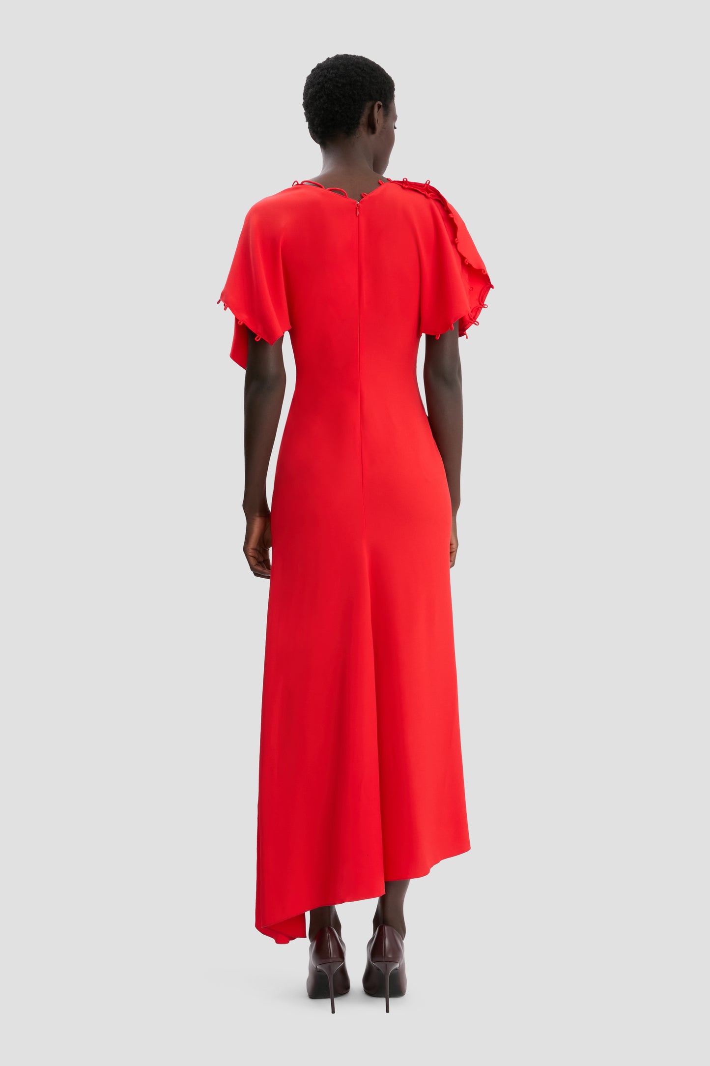 Rouleaux Detail Midi Dress In Cayenne