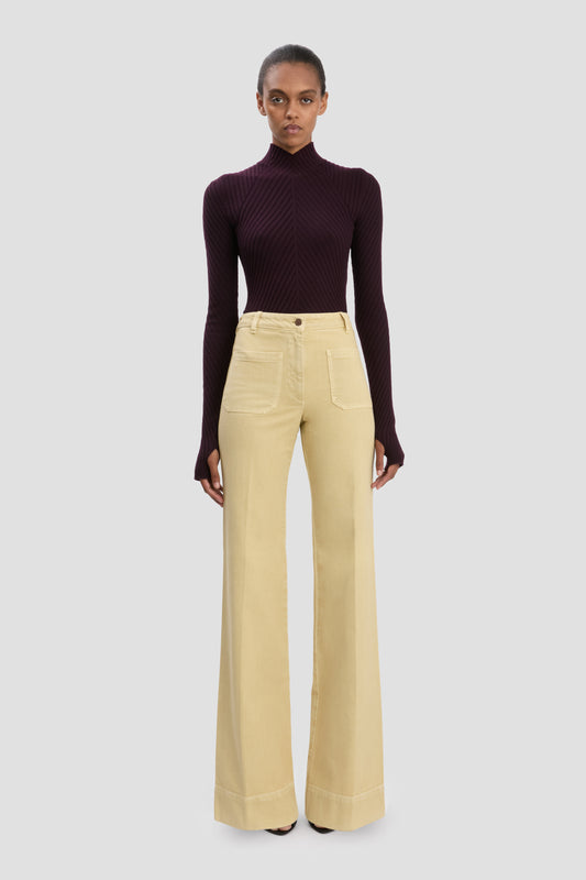 Alina High Waisted Long Jean In Butter Yellow