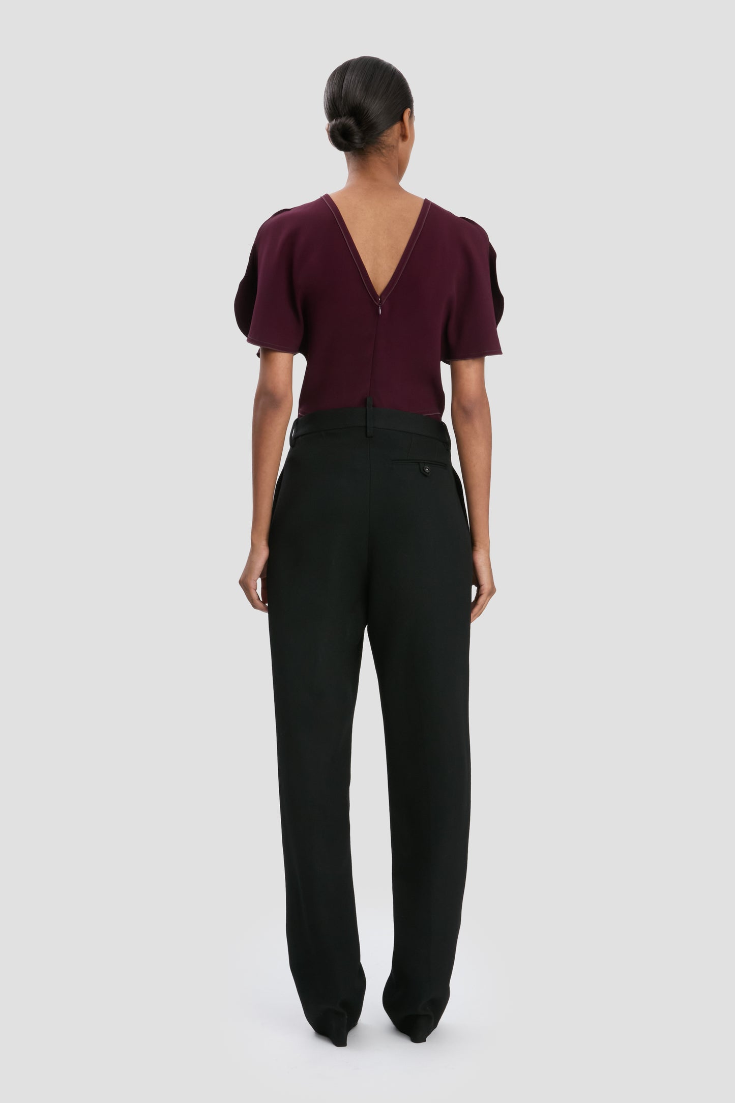 Drop-Waist Straight Leg Trouser In Black