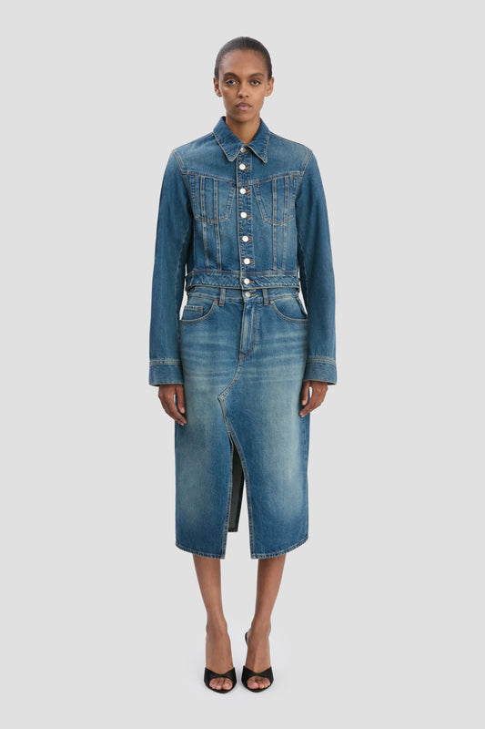 Denim Jacket In Mid Blue Wash