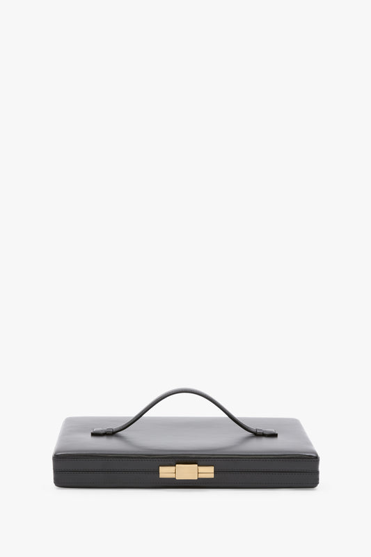 Large Box Clutch In Black Smooth Leather