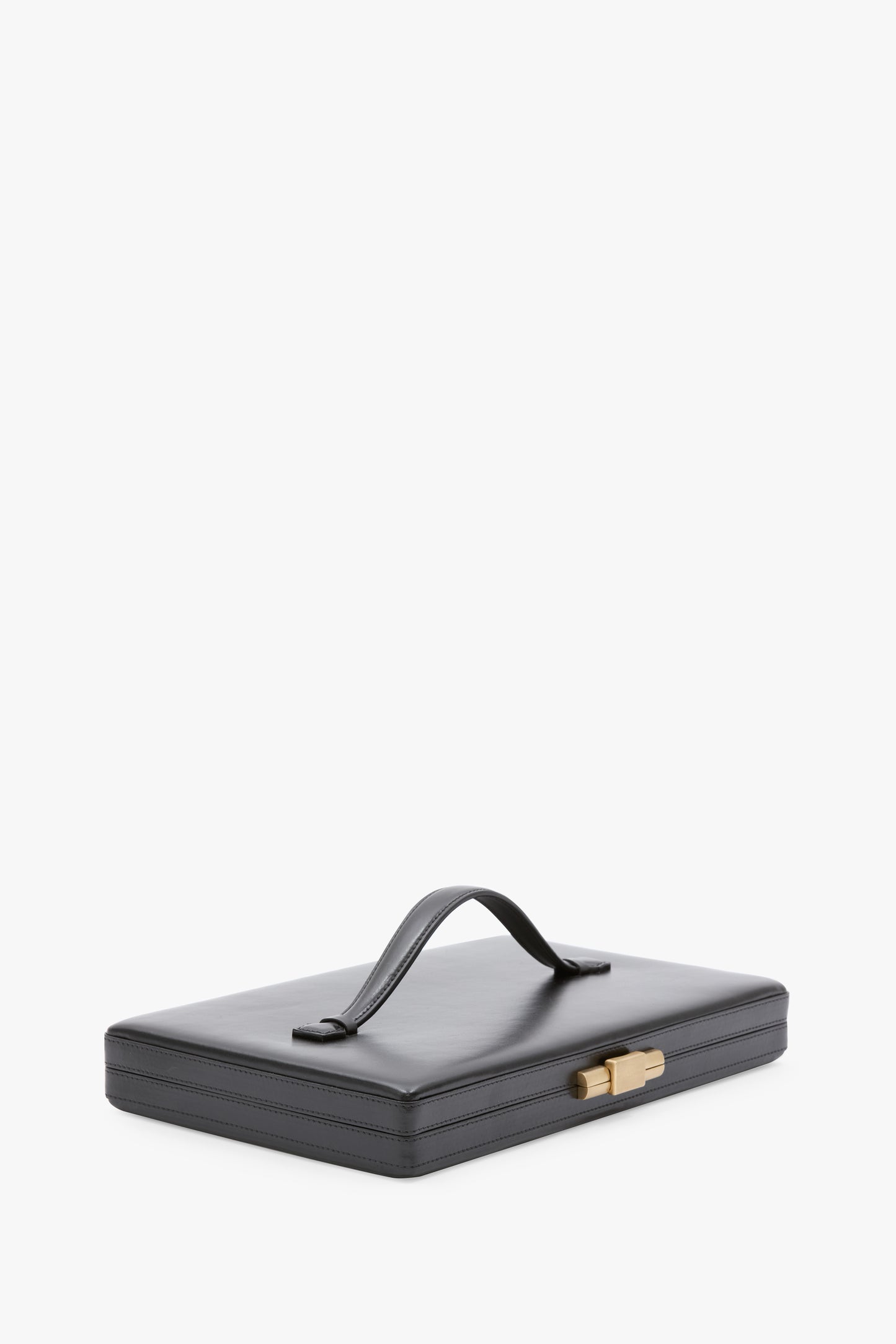 Large Box Clutch In Black Smooth Leather