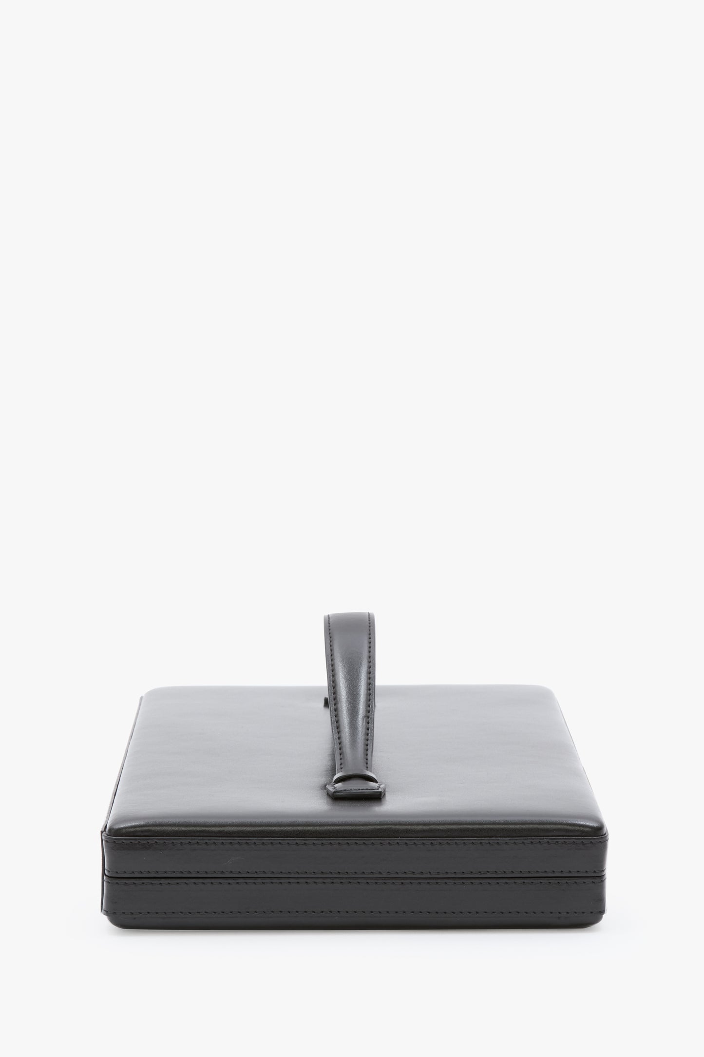 Large Box Clutch In Black Smooth Leather