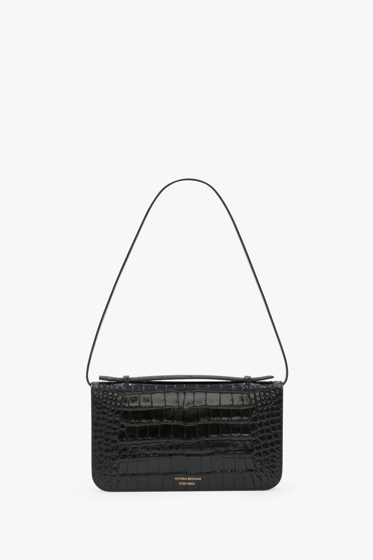 Dorian Pochette In Black Croc Embossed Leather