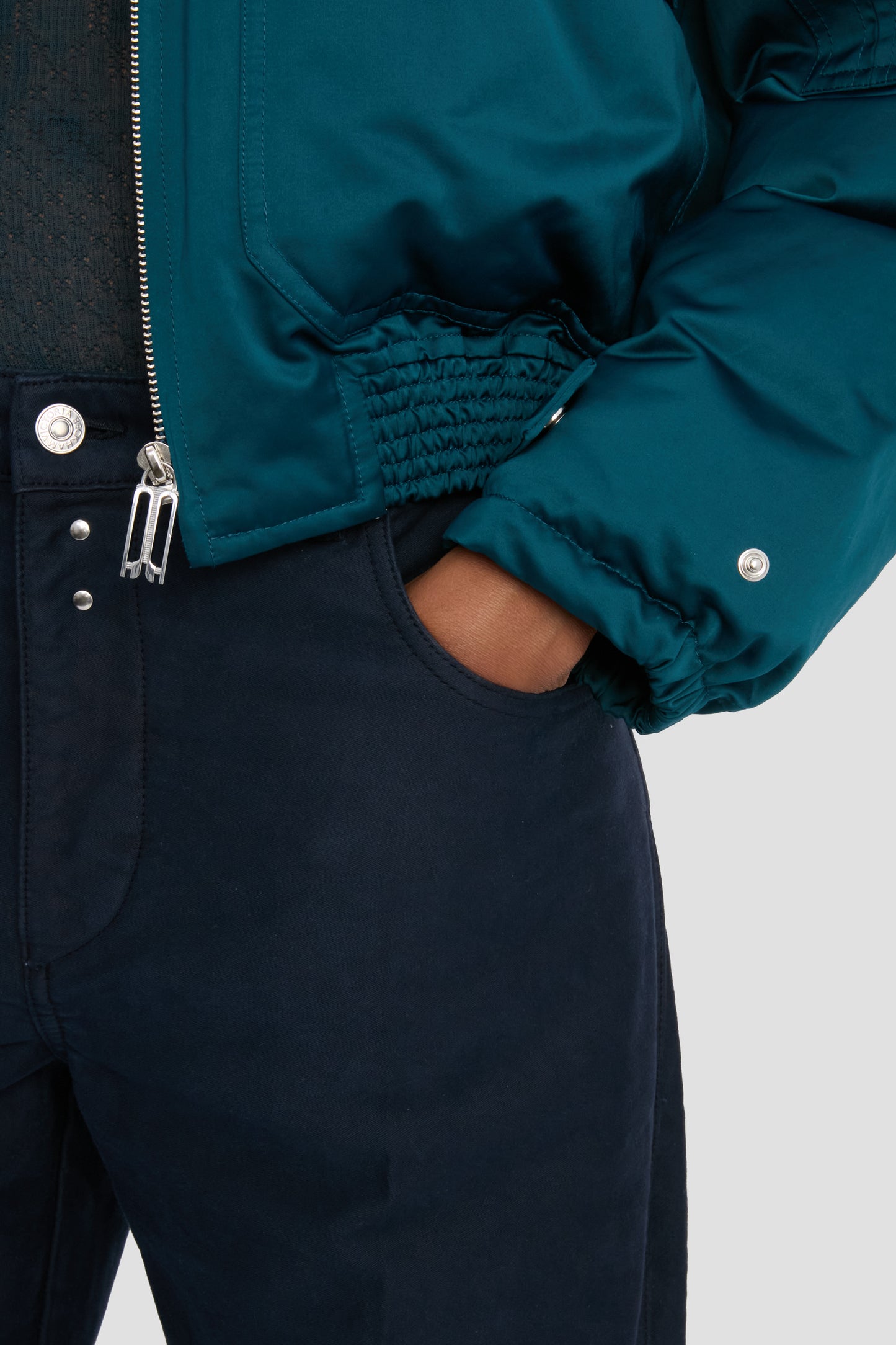 Padded Bomber Jacket In Dark Teal