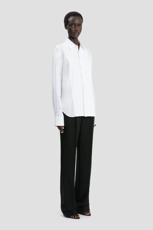 Pin Tuck Shirt In White
