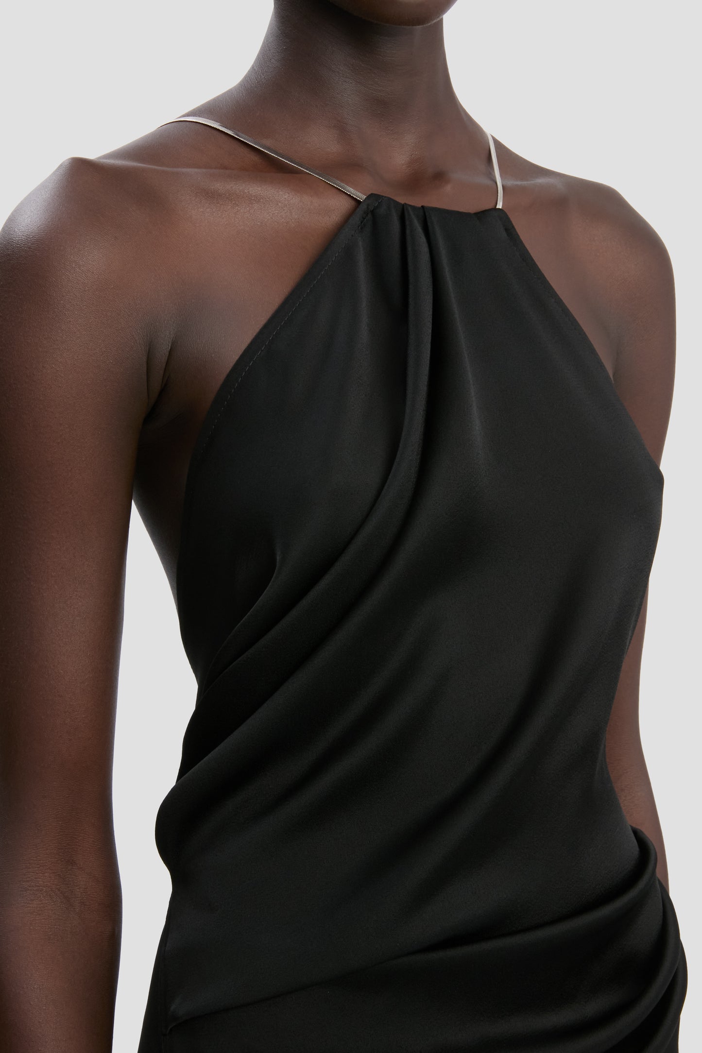 Chain Detail Halter Gown In Black