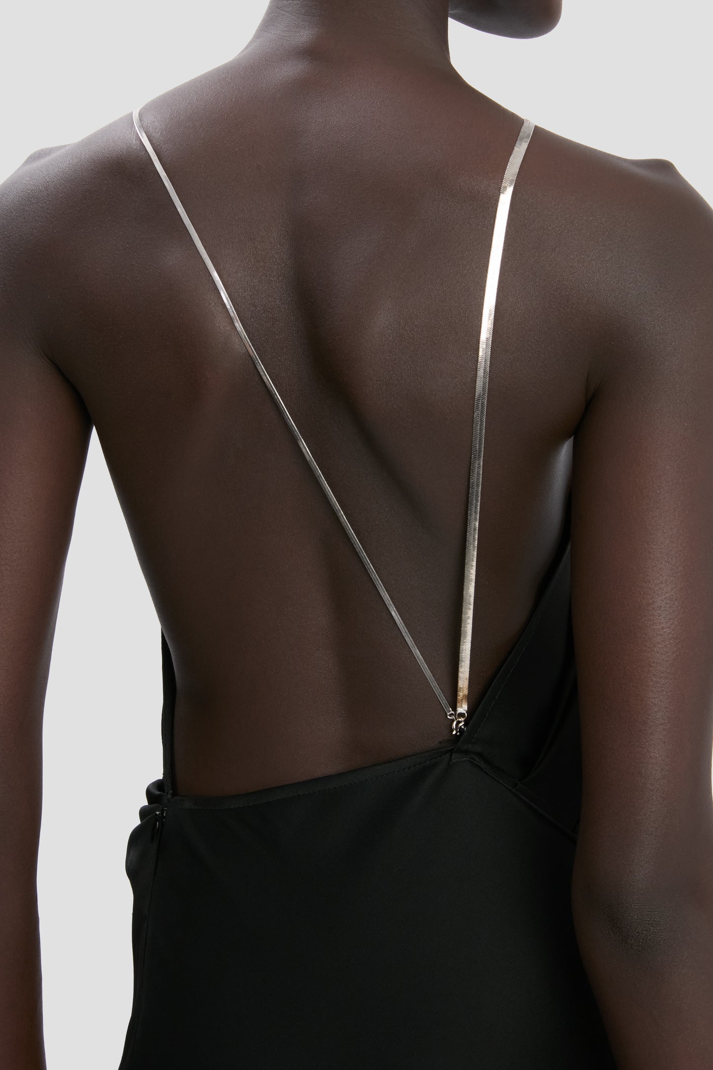 Chain Detail Halter Gown In Black