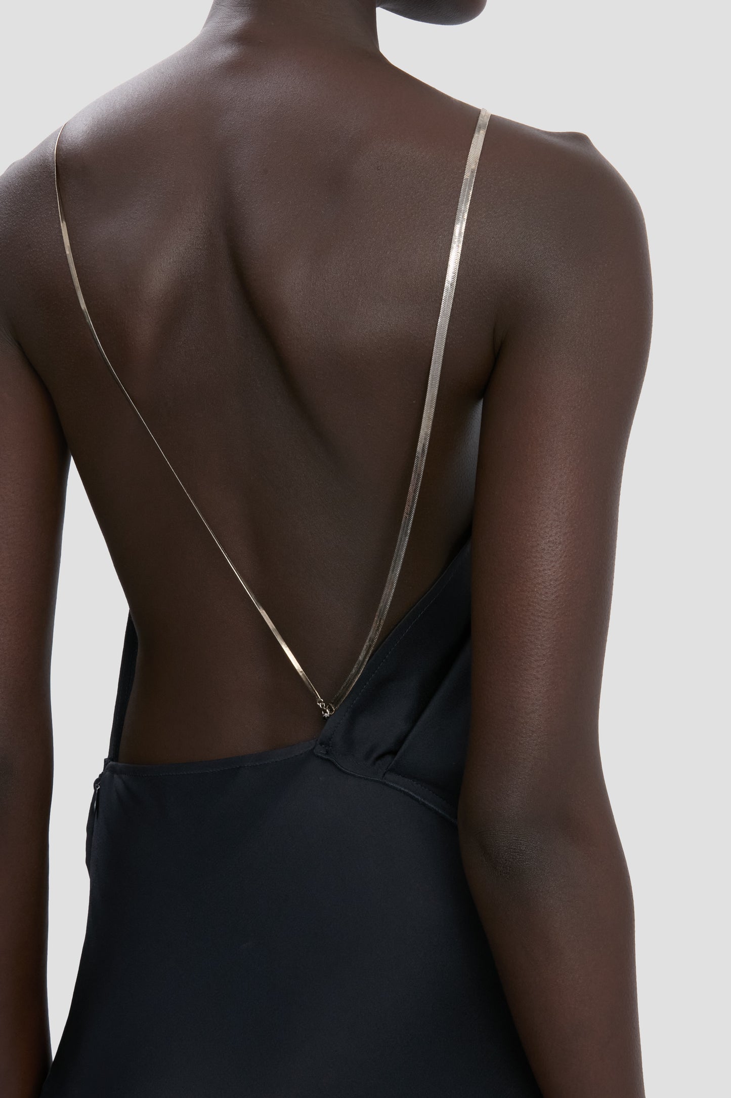 Chain Detail Halter Gown In Navy