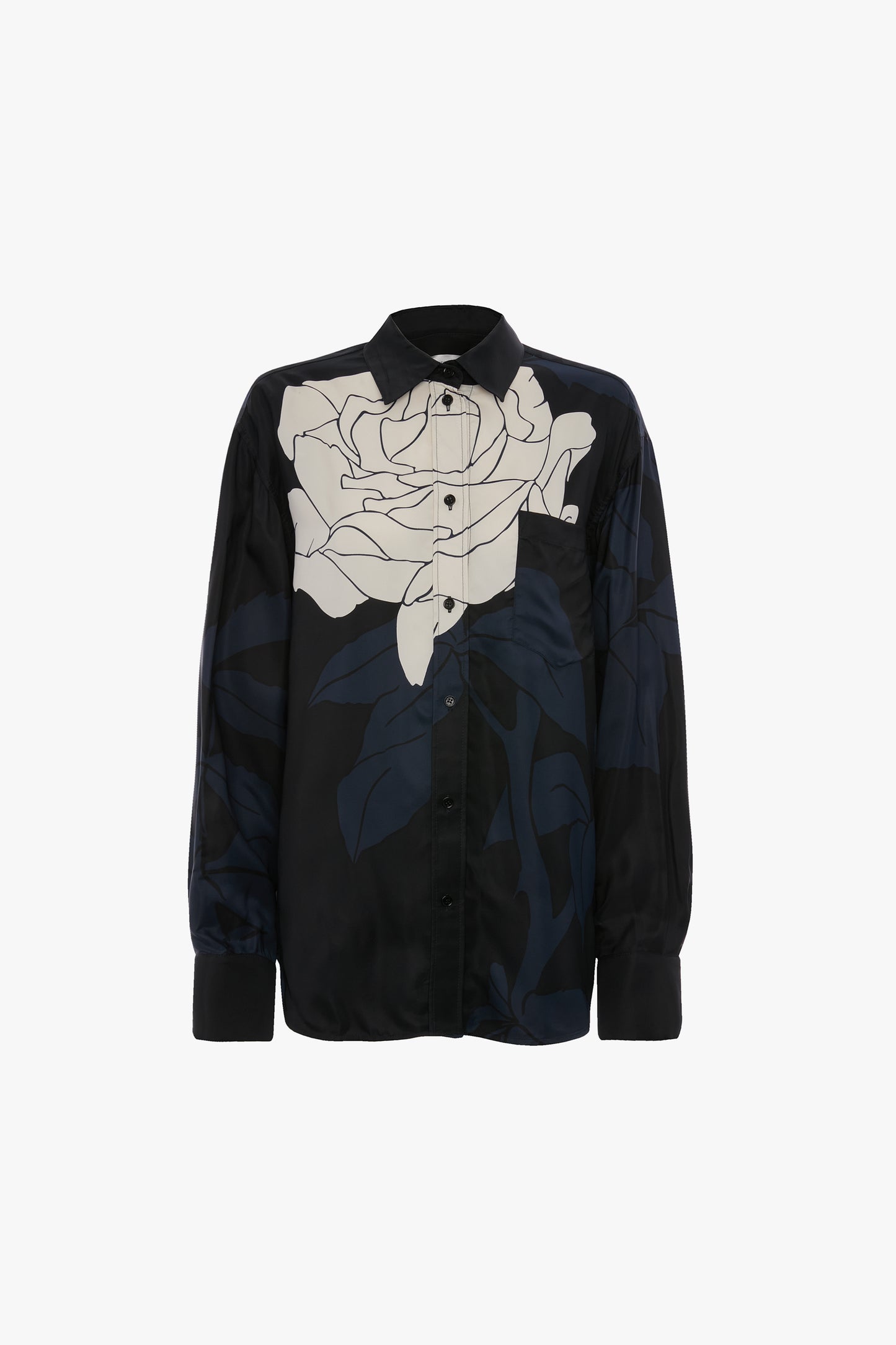 Pyjama Shirt In Navy Floral Print