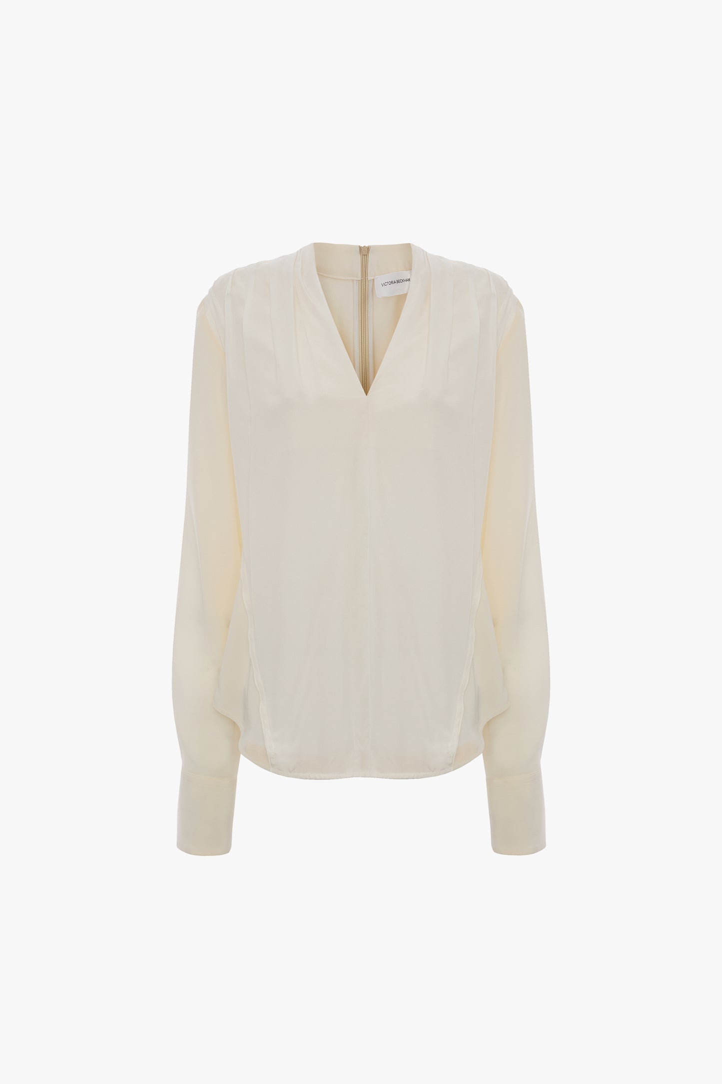 V-Neck Gathered Top In Ivory