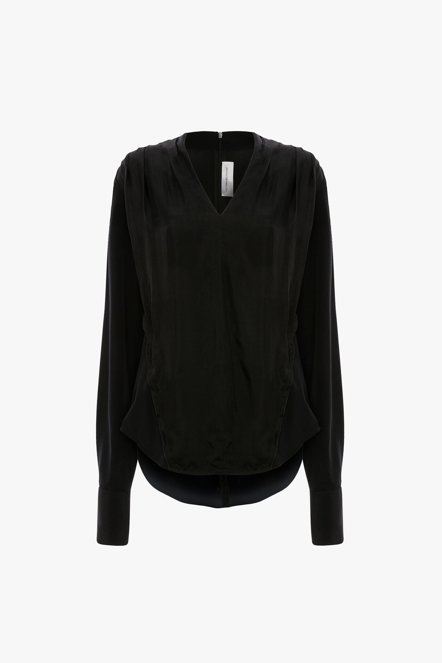 V-Neck Gathered Top In Black