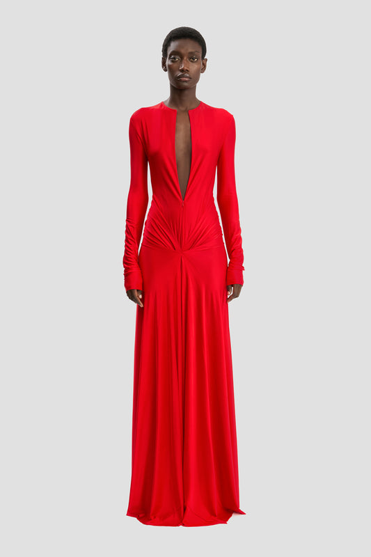Cut-Out Gown In Cardinal Red