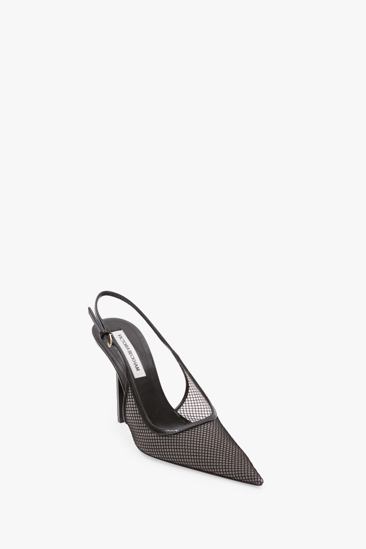 Victoria Stiletto Slingback In Black Mesh