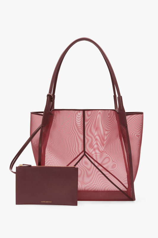 Victoria Tote Bag Large In Burgundy Mesh
