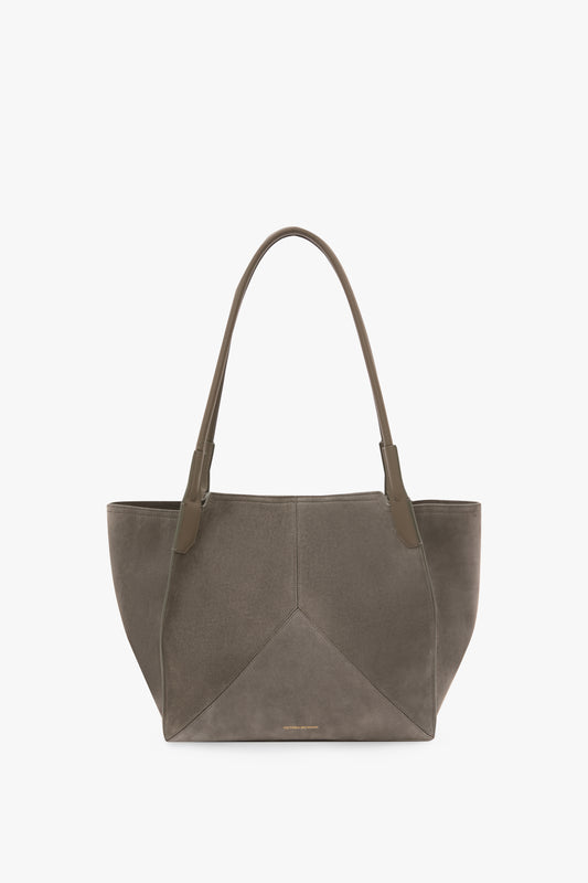 Victoria Tote In Pebble Grey Suede