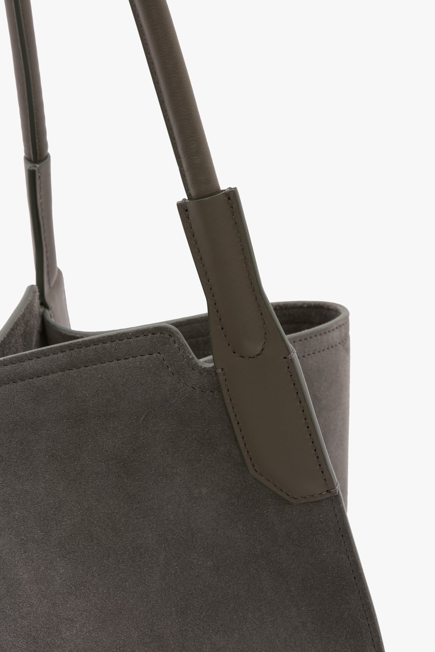 Victoria Tote In Pebble Grey Suede