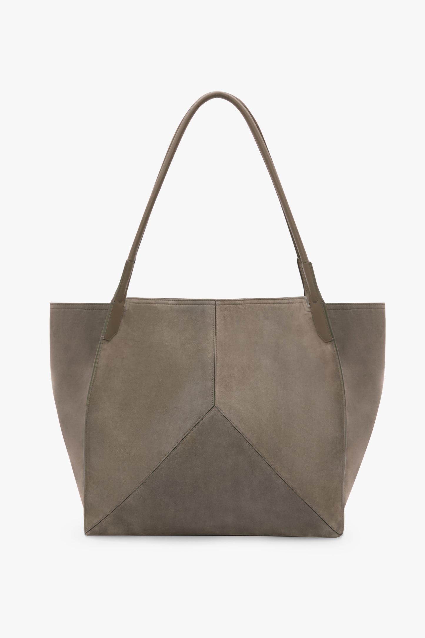Victoria Tote Bag Large In Pebble Grey Suede