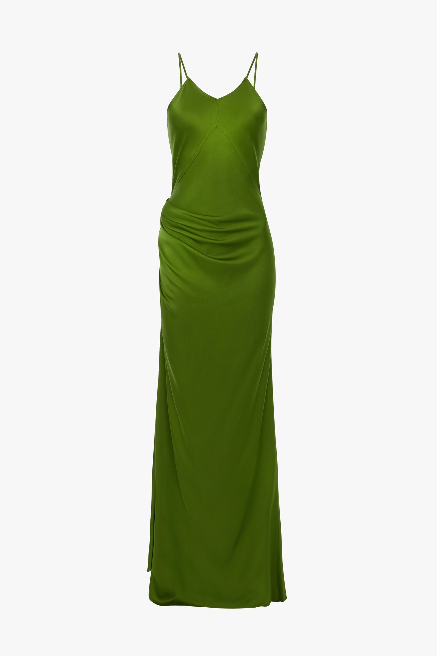 Draped Cami Floor-Length Dress In Algae