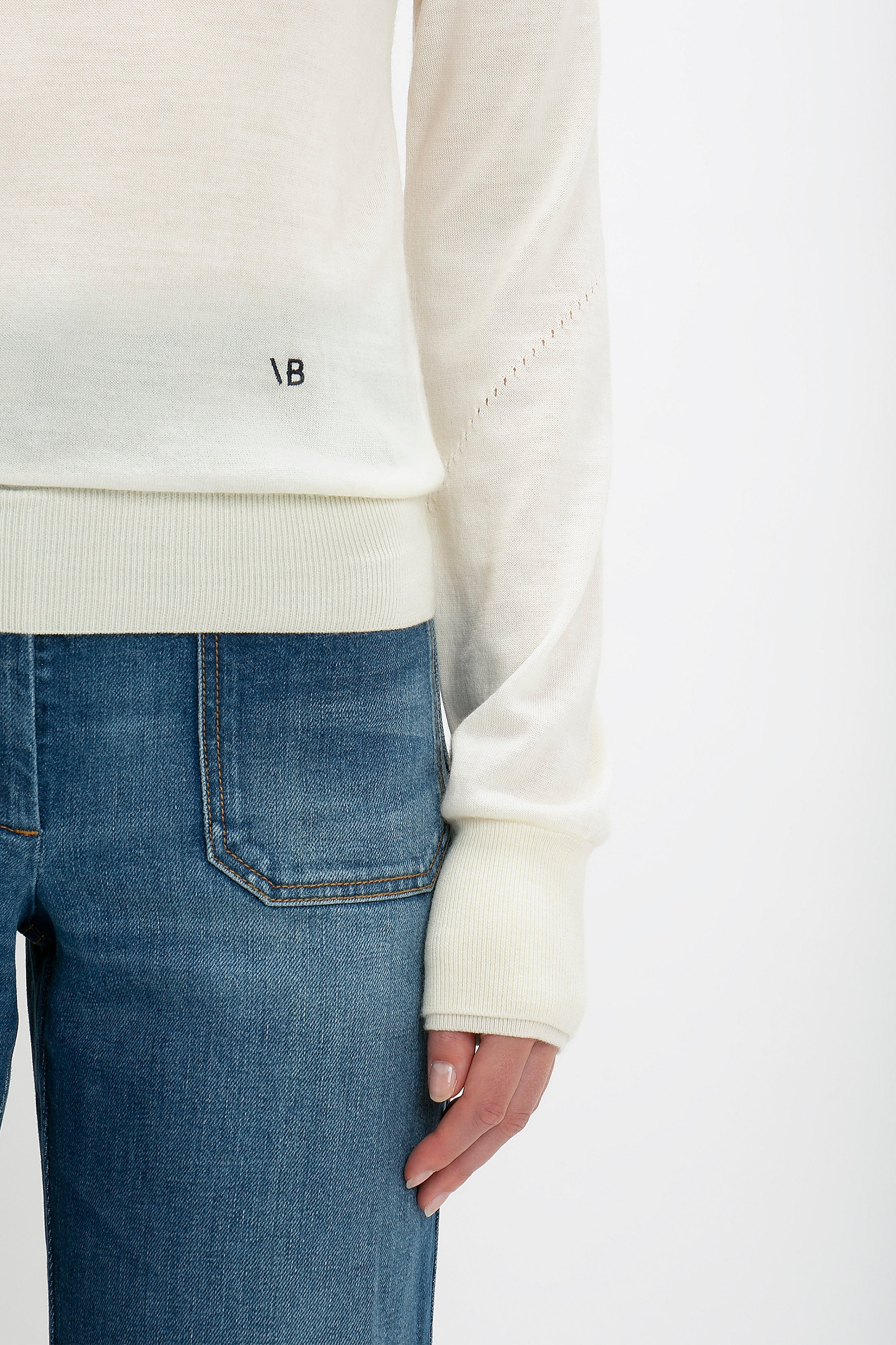 Merino Crew Jumper In Ivory – Victoria Beckham US