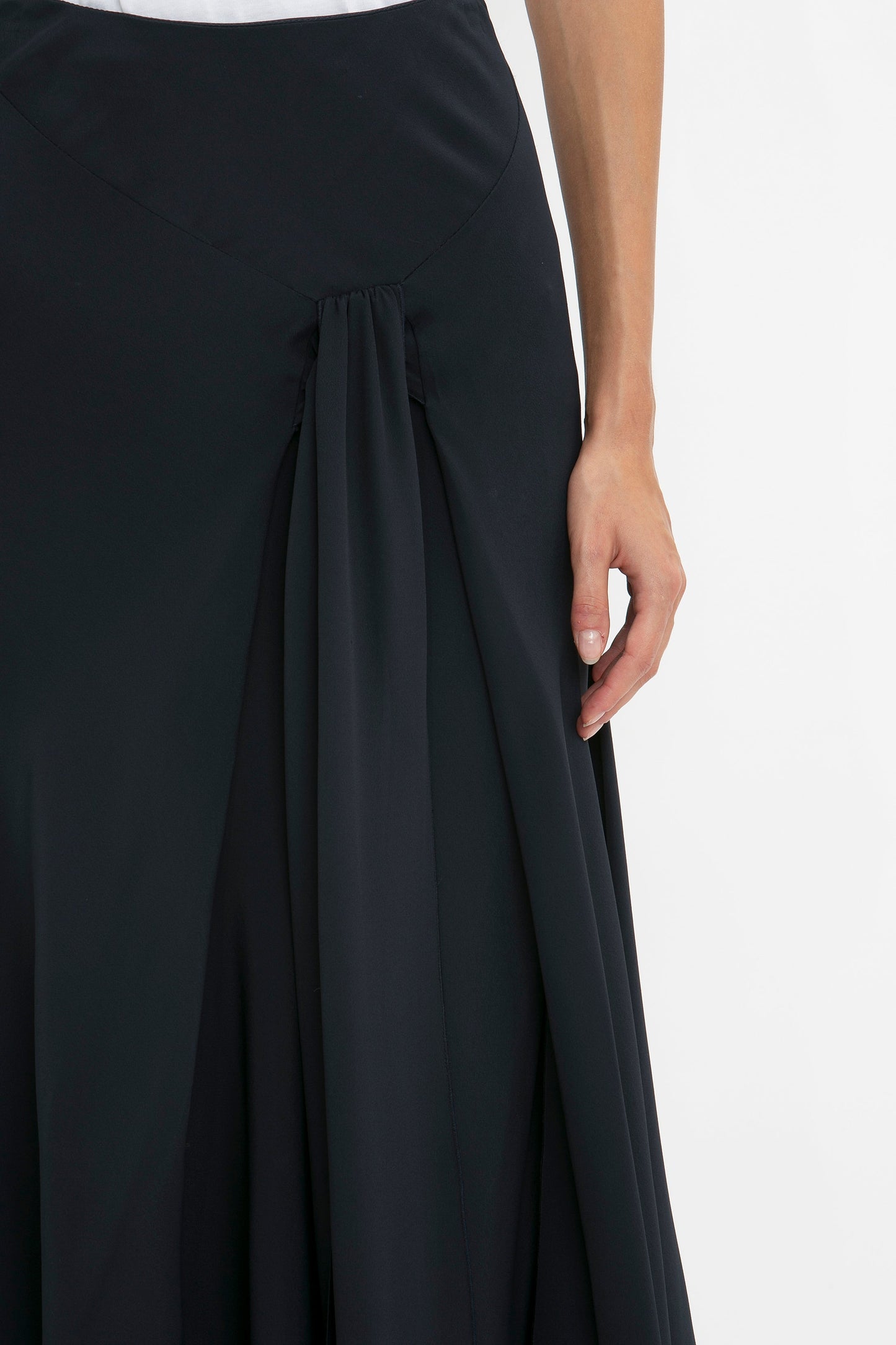 Asymmetric Tie Detail Skirt In Midnight