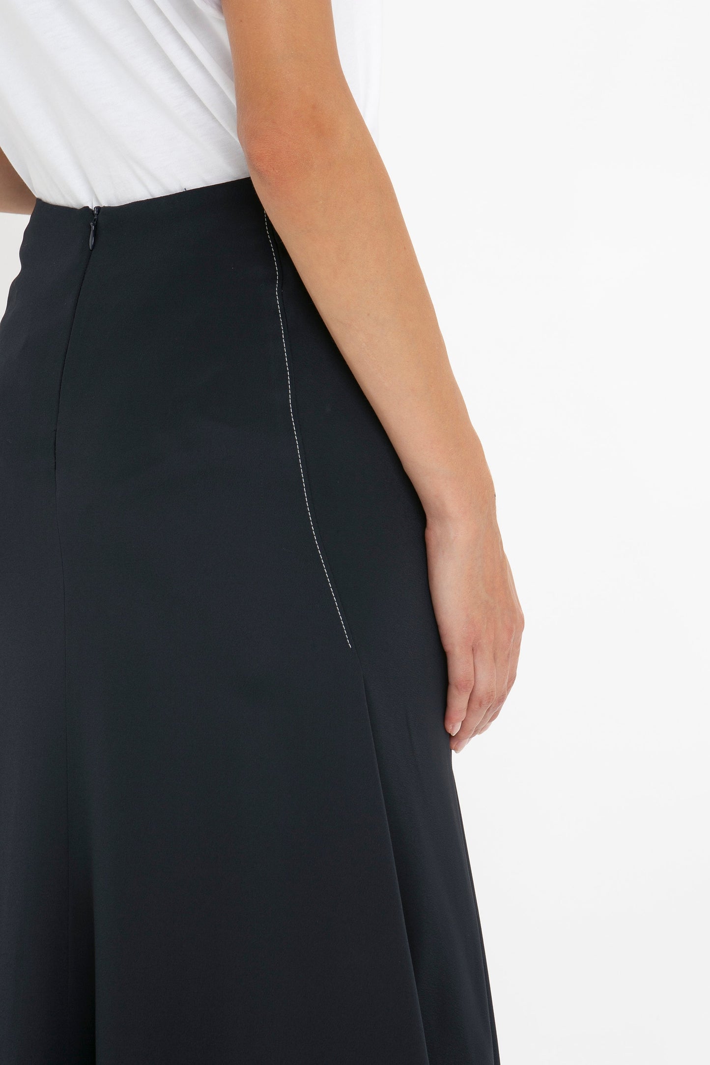 Asymmetric Tie Detail Skirt In Midnight
