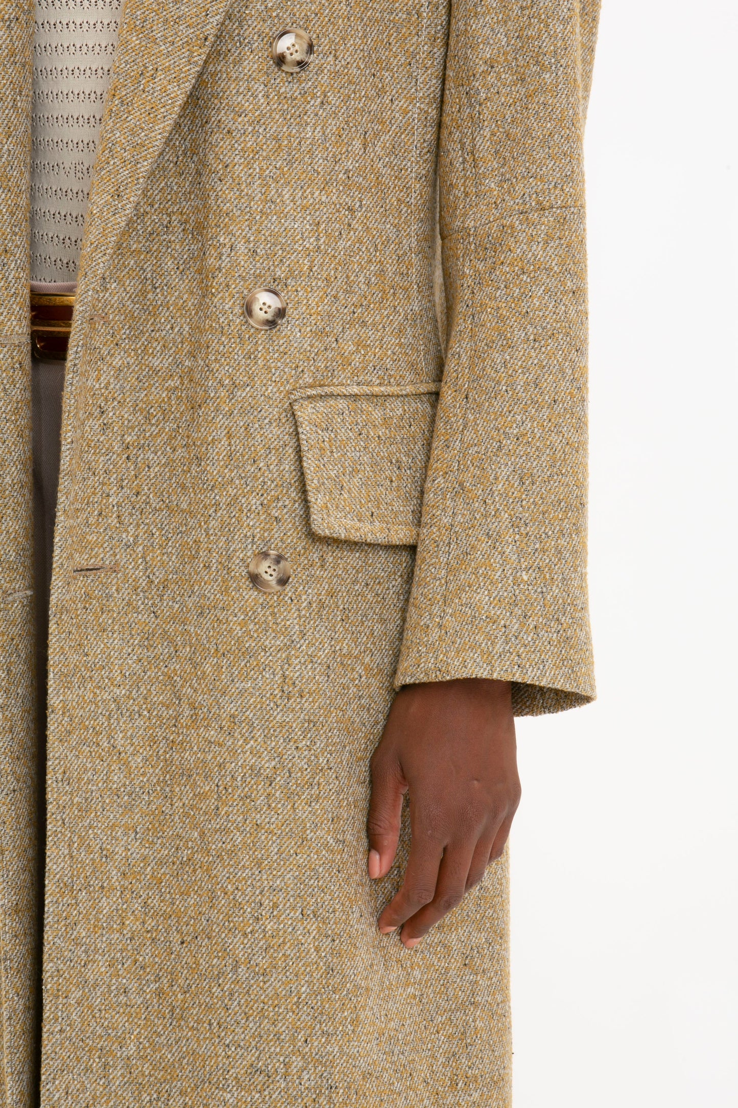 Exclusive Waisted Tailored Coat In Flax