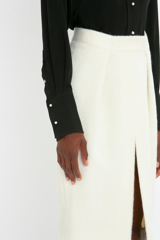 Tailored Midi Skirt In Ivory
