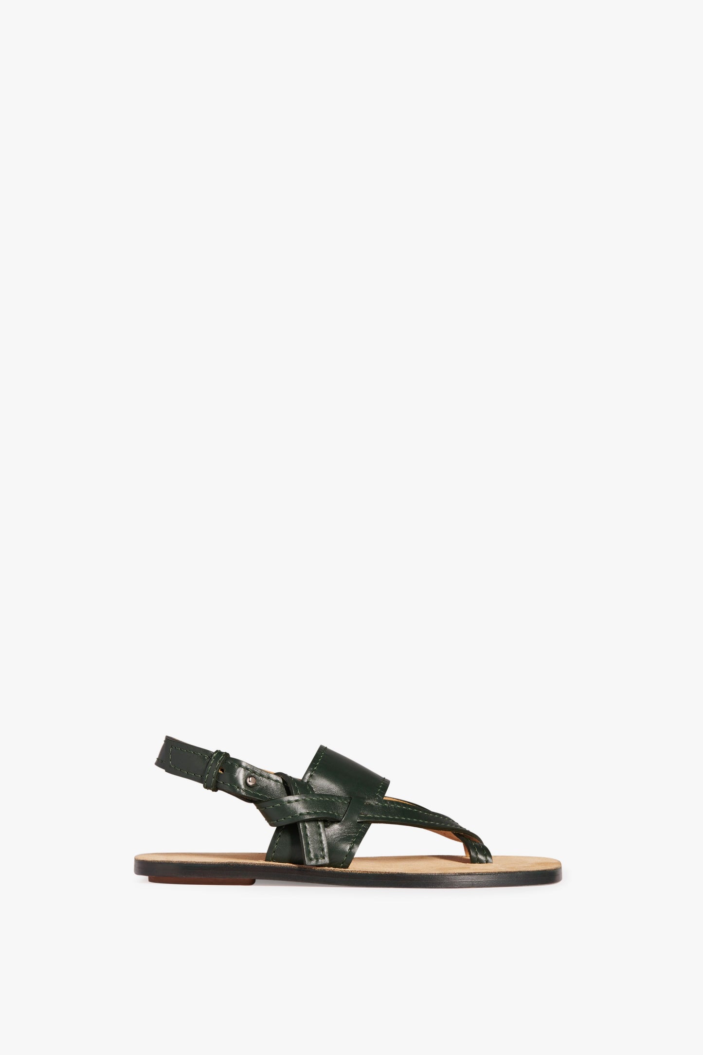 Eve Flat Sandal in Bottle Green Victoria Beckham US