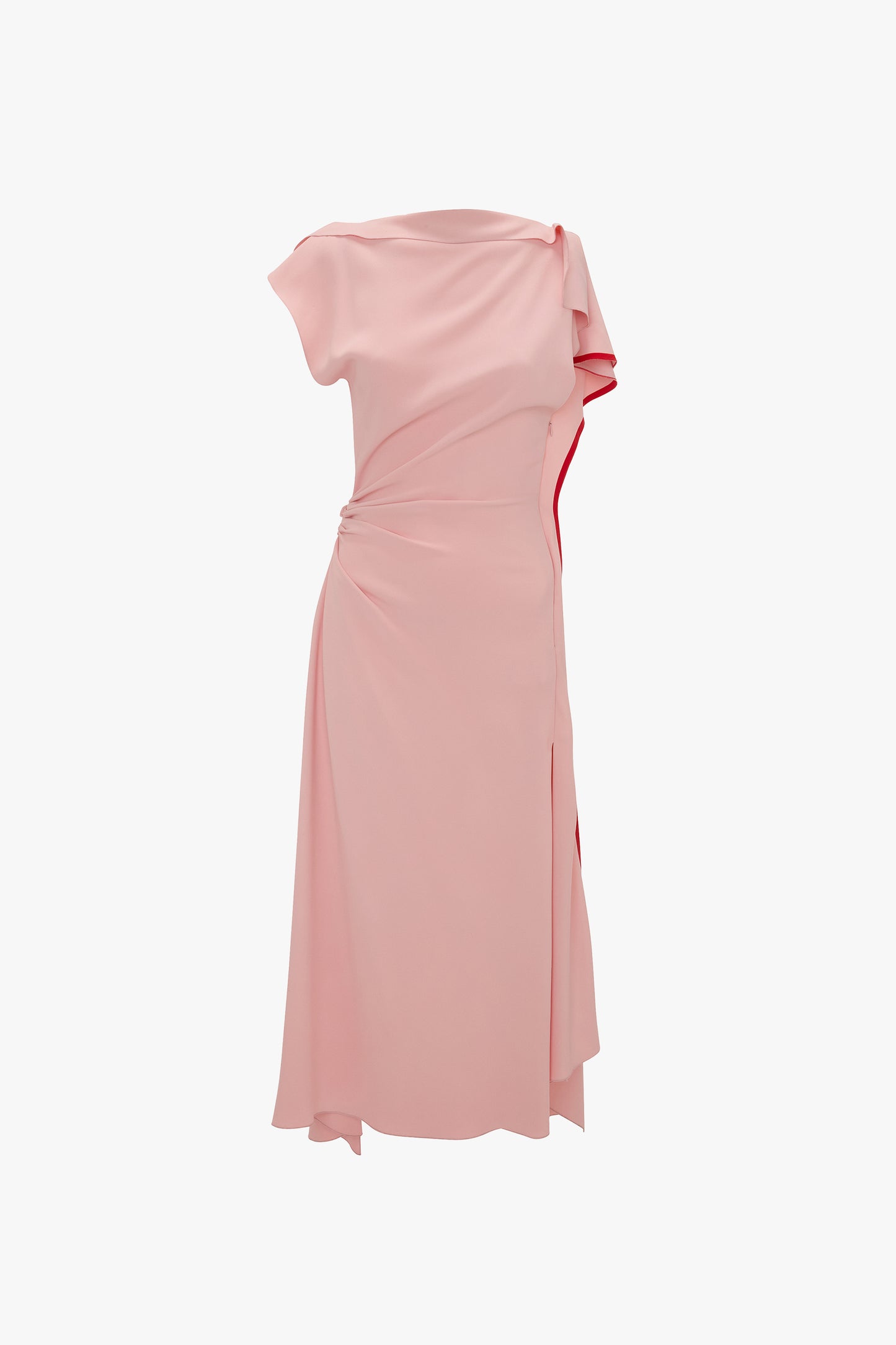 Drape Sleeve Midi Dress In Antique Pink