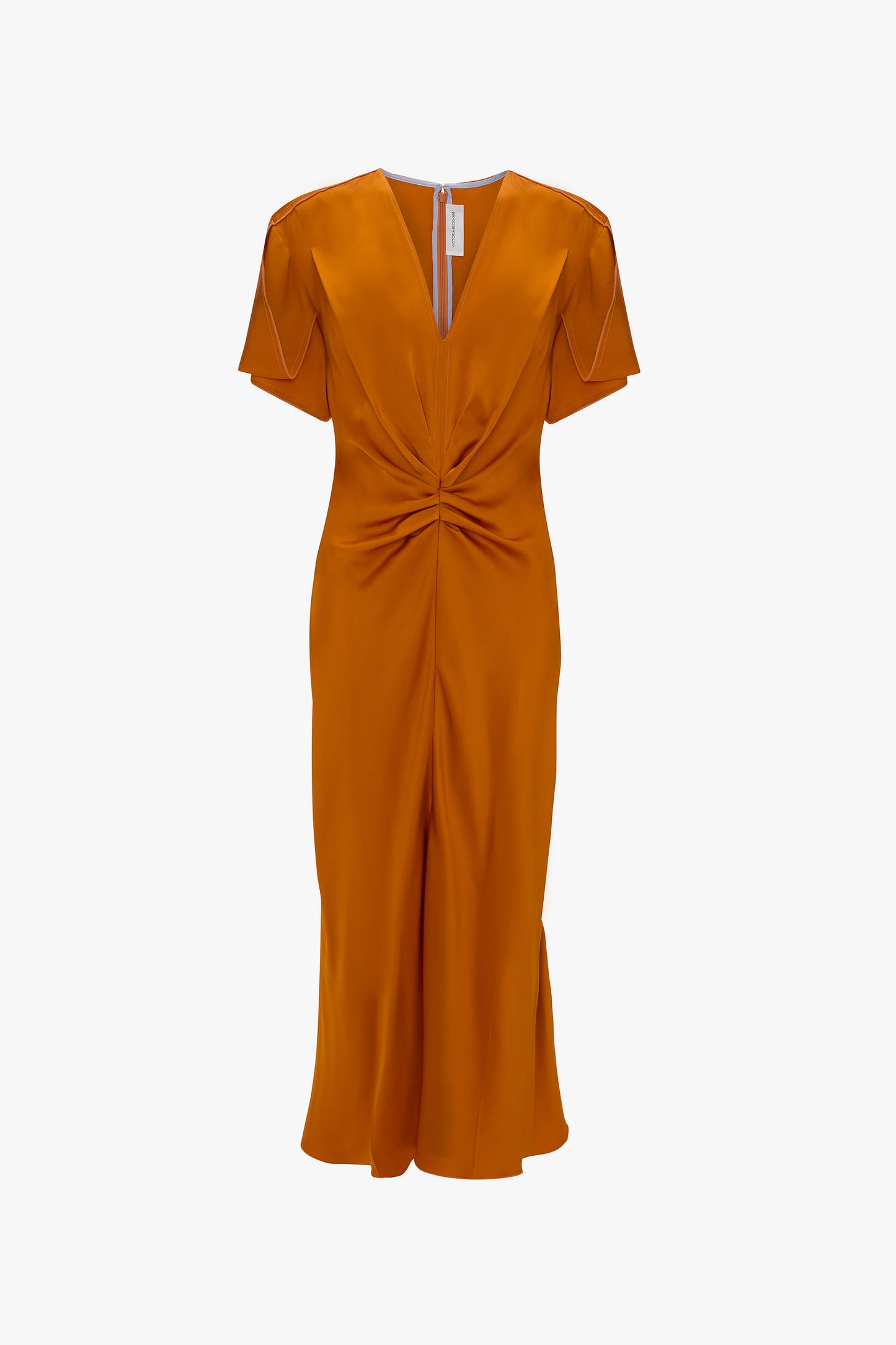 Bela V-Neck Midi Dress In Sunset Orange