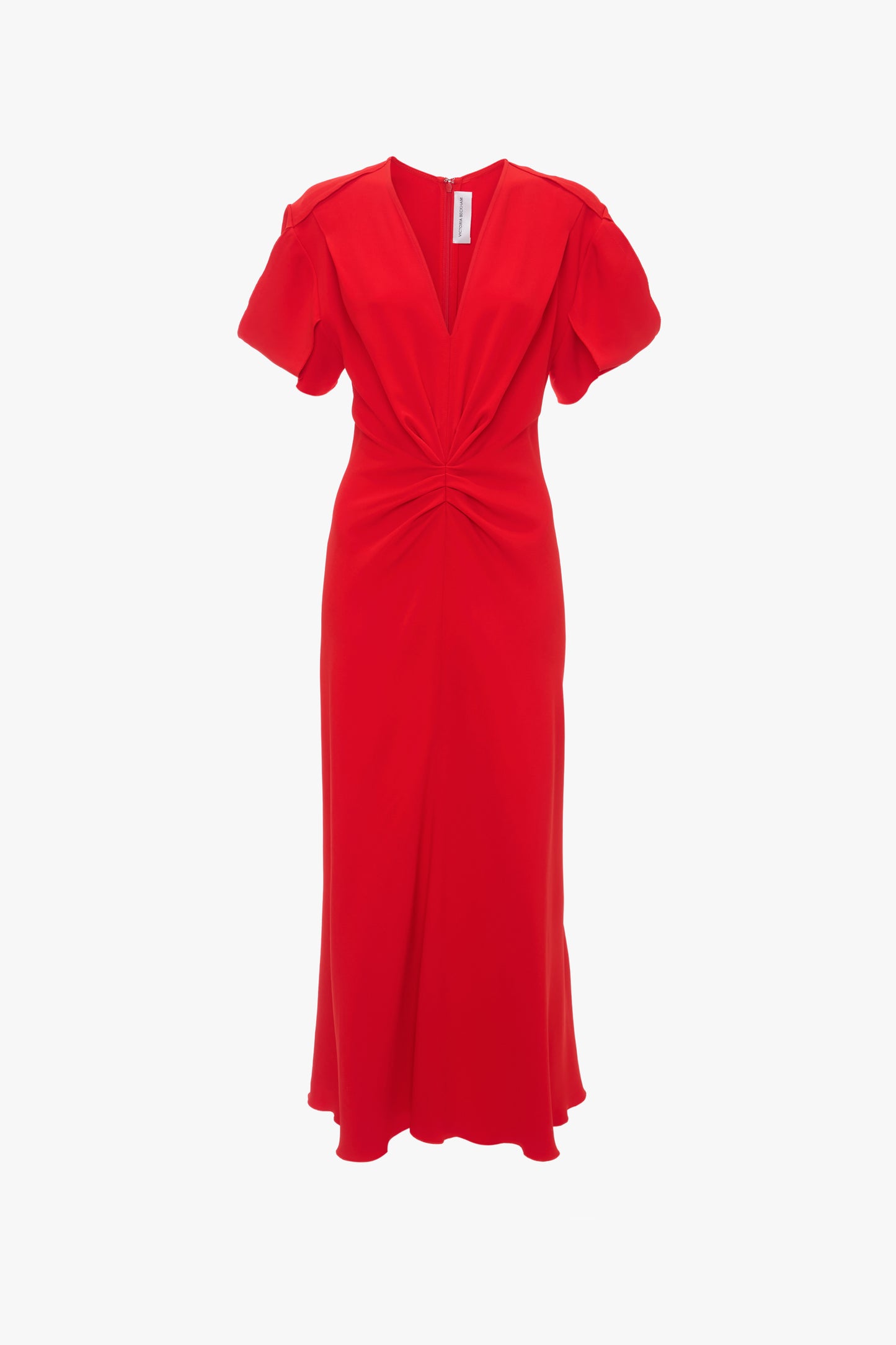 Bela V-Neck Midi Dress In Tomato