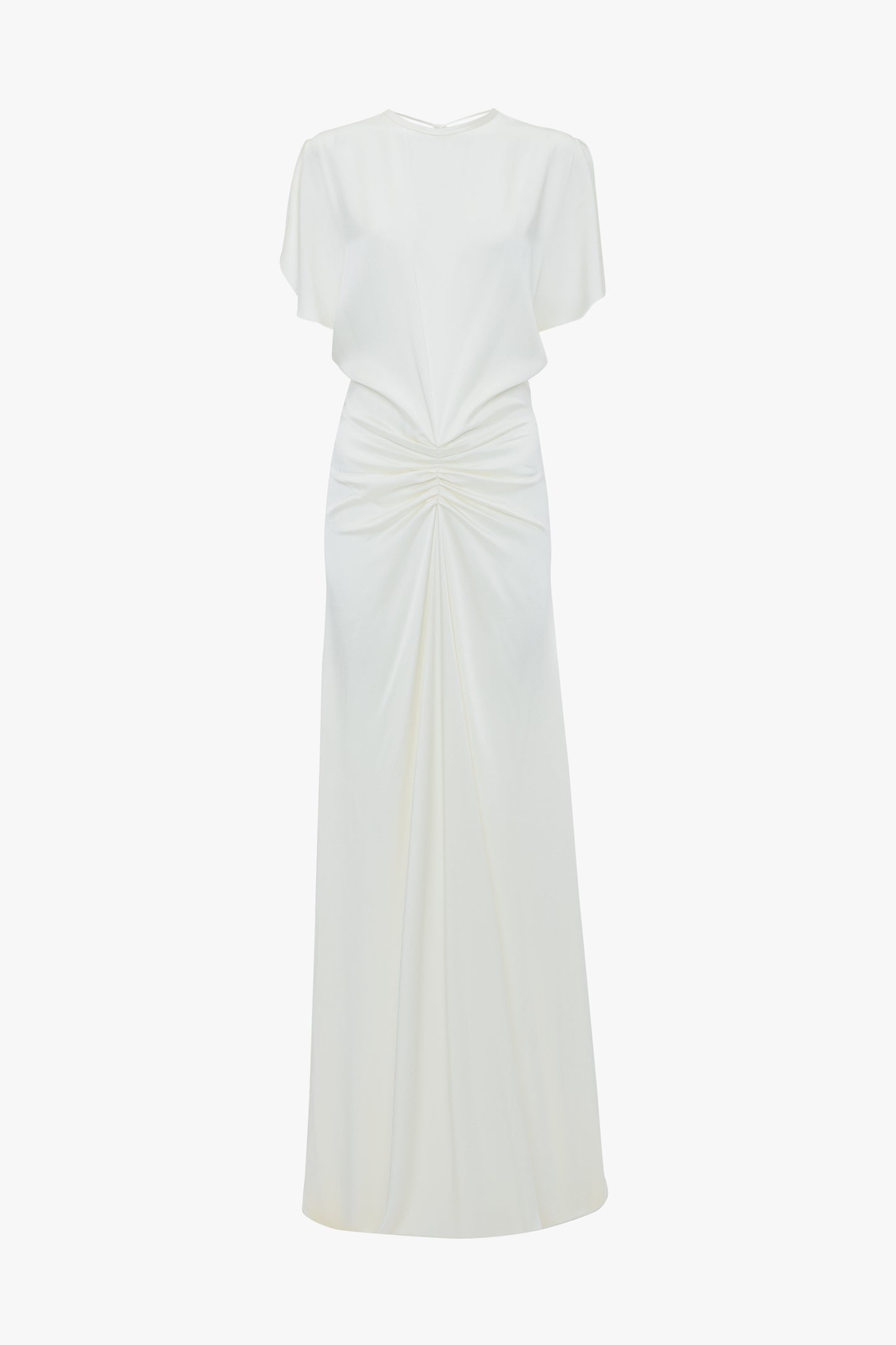Gathered Waist Floor-Length Dress In Ivory